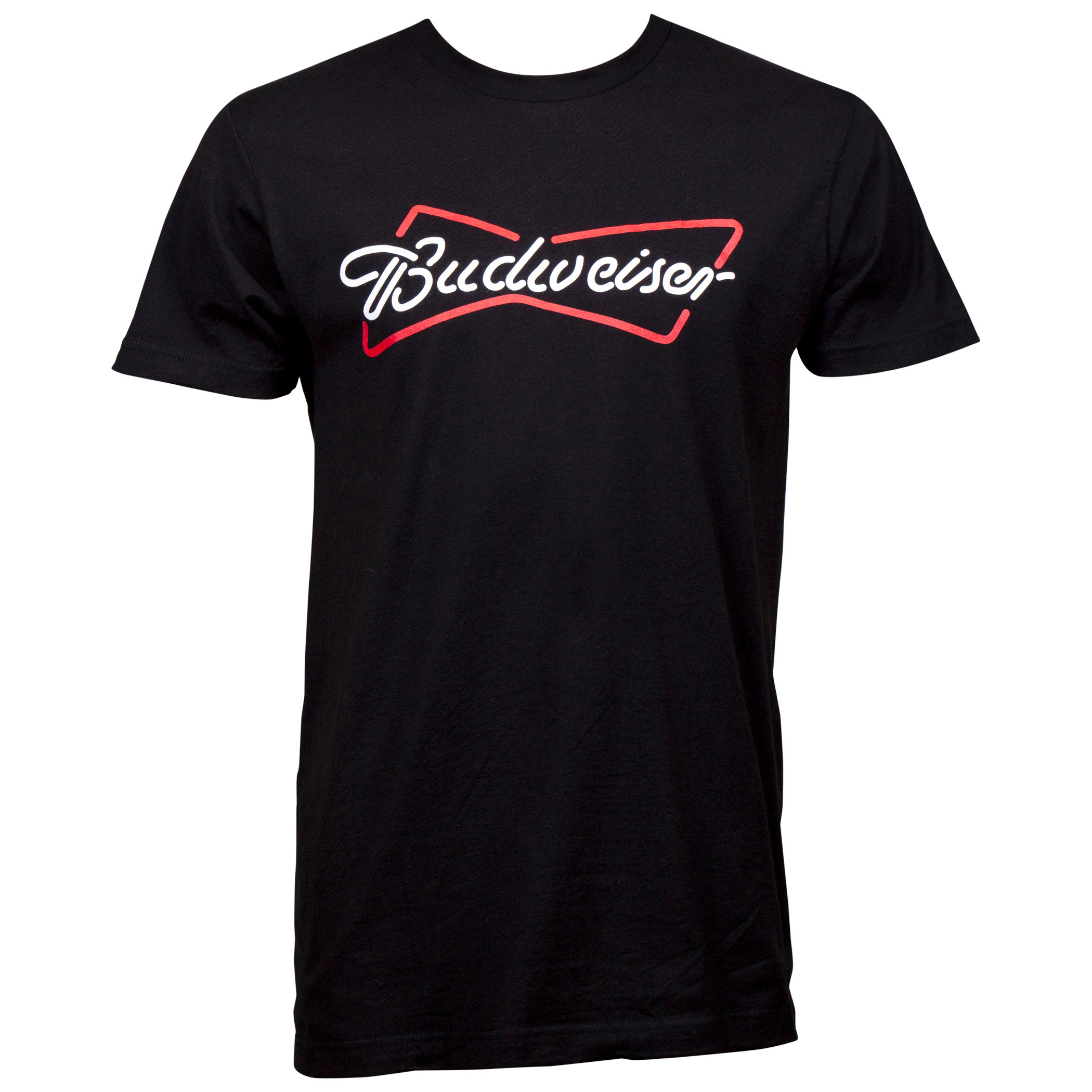 Budweiser Bowtie Neon Sign Logo Black T-Shirt