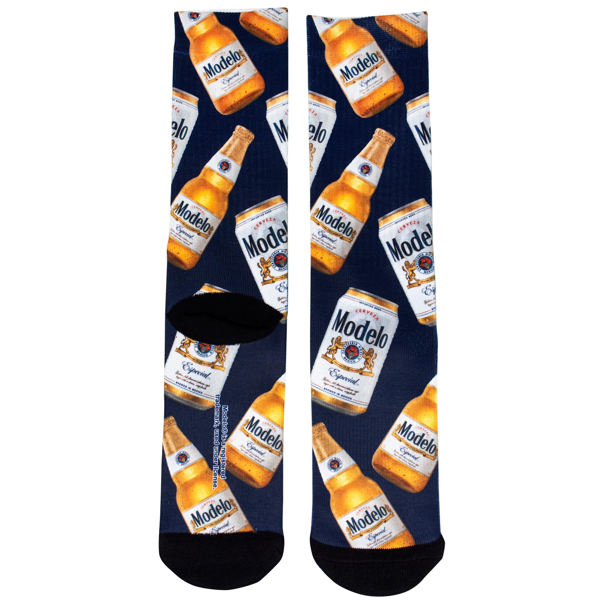 Modelo Bottles and Cans Sublimated Crew Socks
