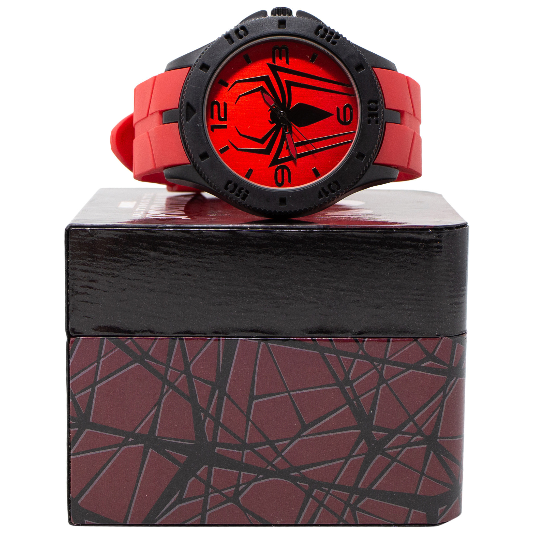 Spider-Man Symbol on Red Watch with Rubber Wristband