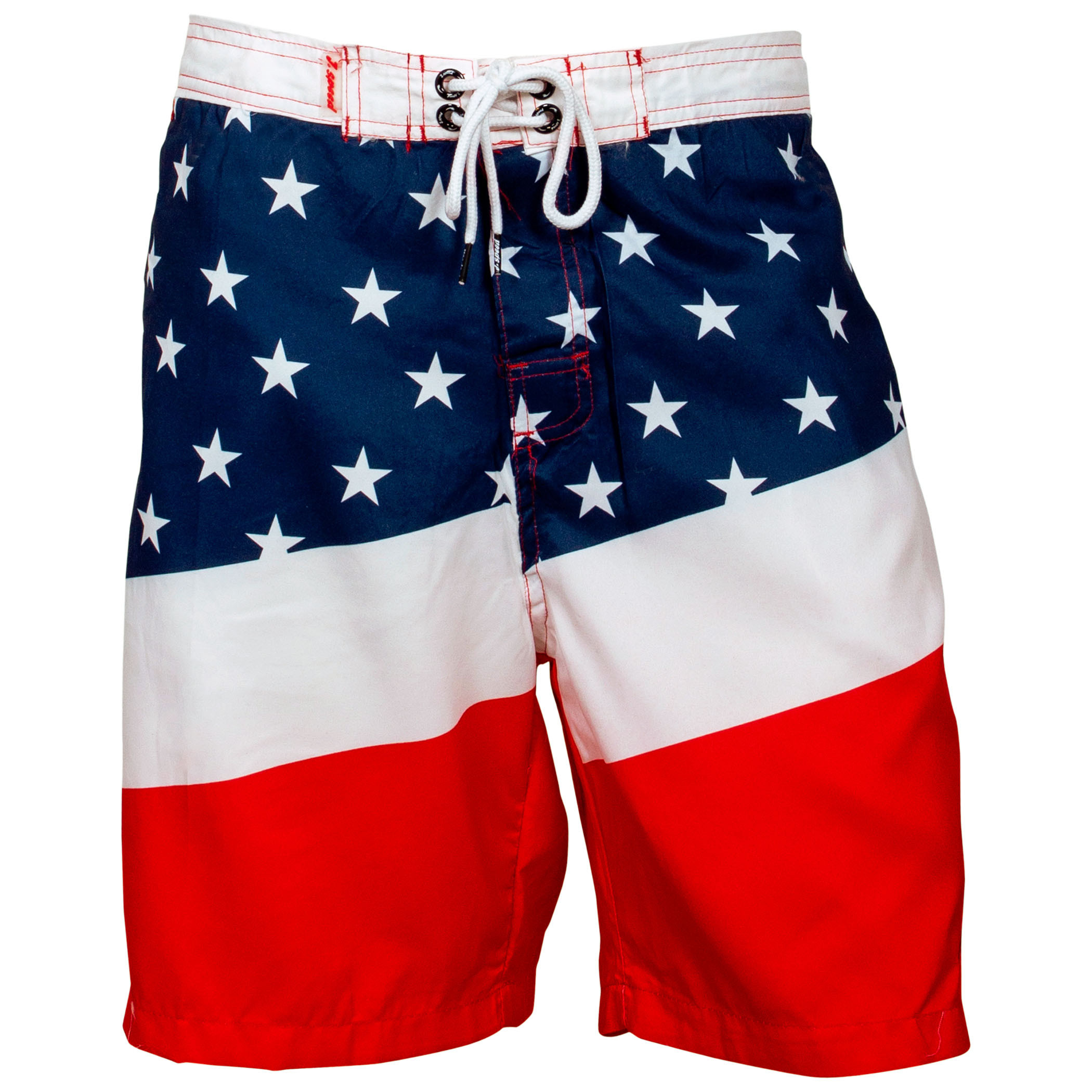 USA Patriotic Diagonal Stars and Stripes Board Shorts
