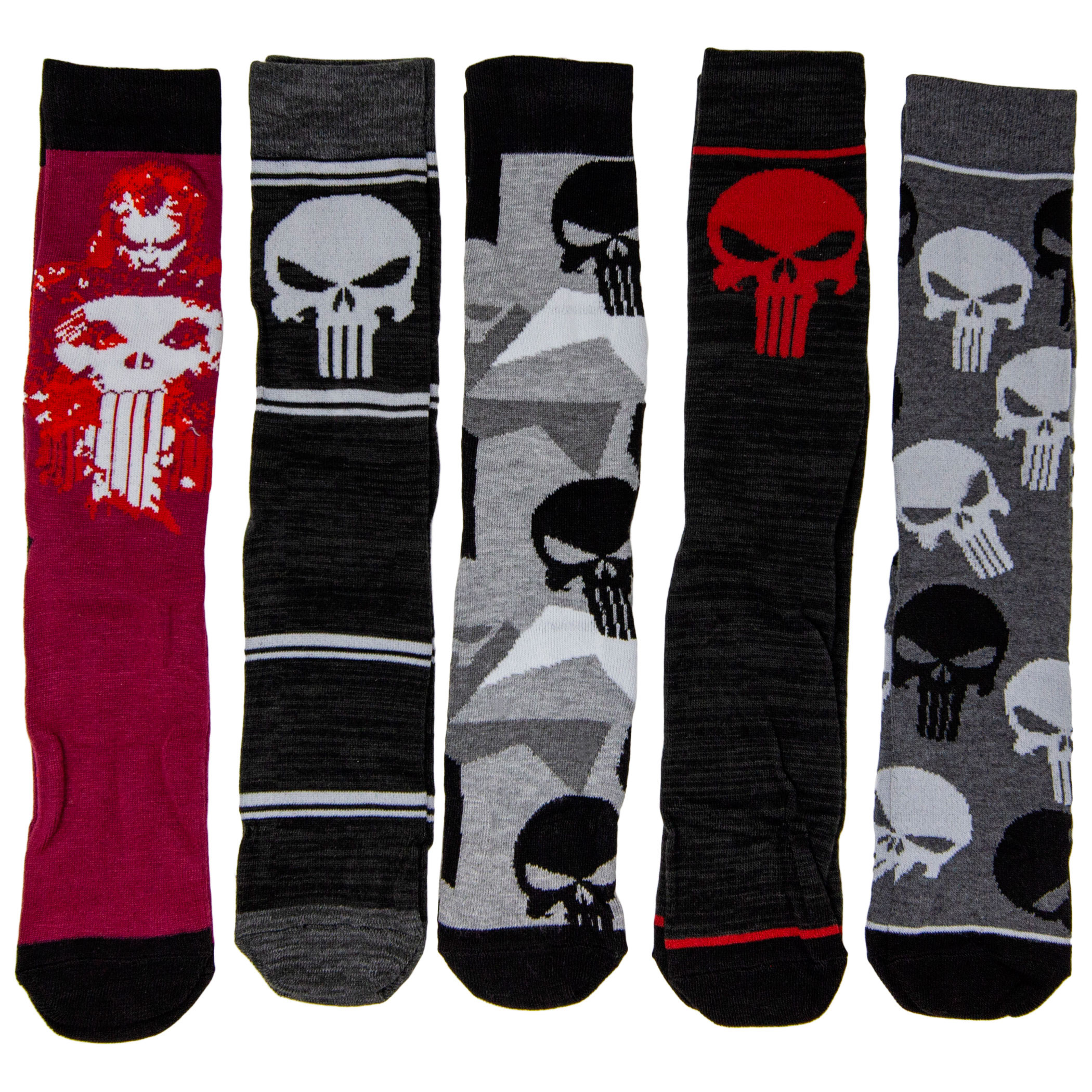 Marvel Punisher Men's Crew Socks 5-Pack