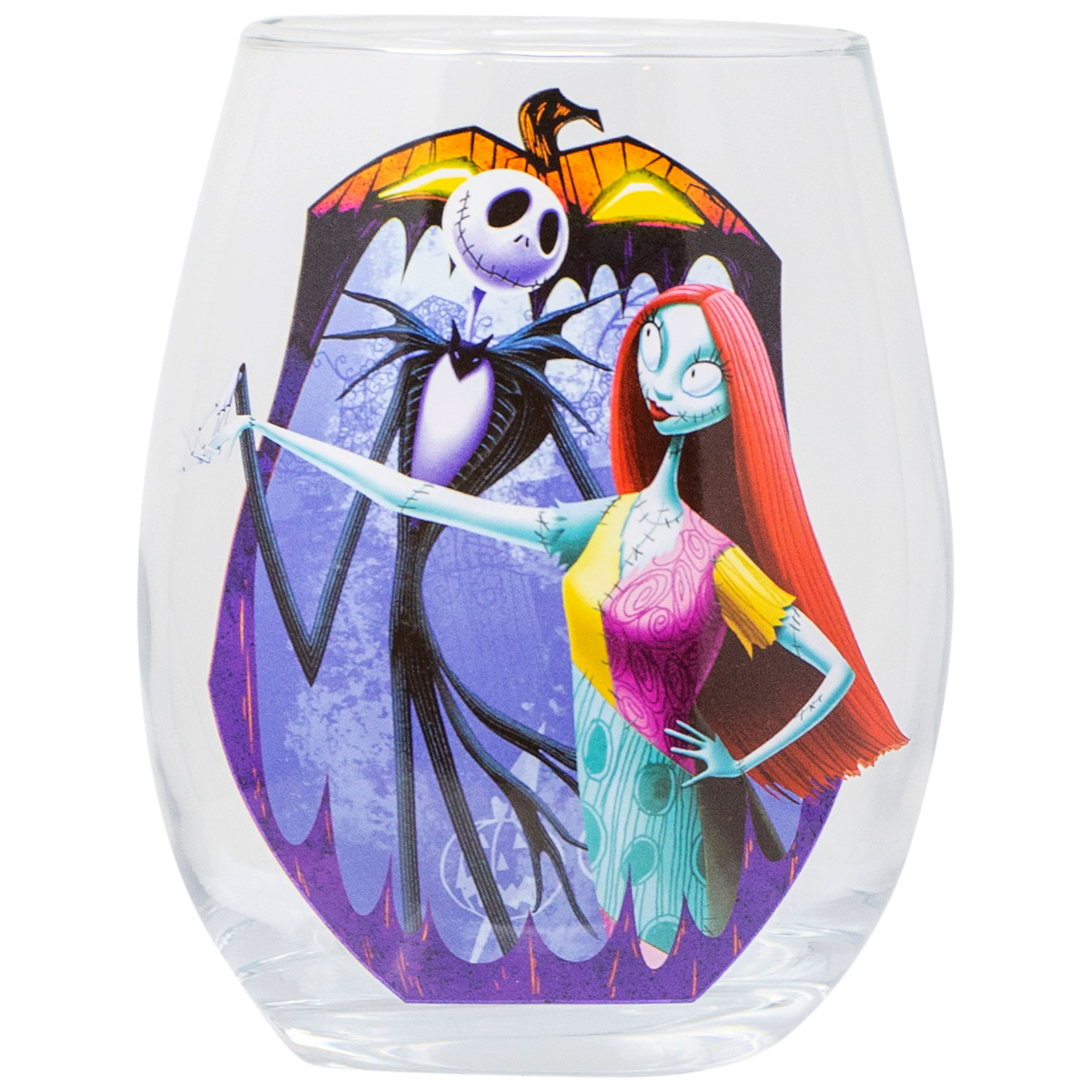 Nightmare Before Christmas Jack and Sally 20 Ounce Stemless Wine Glass