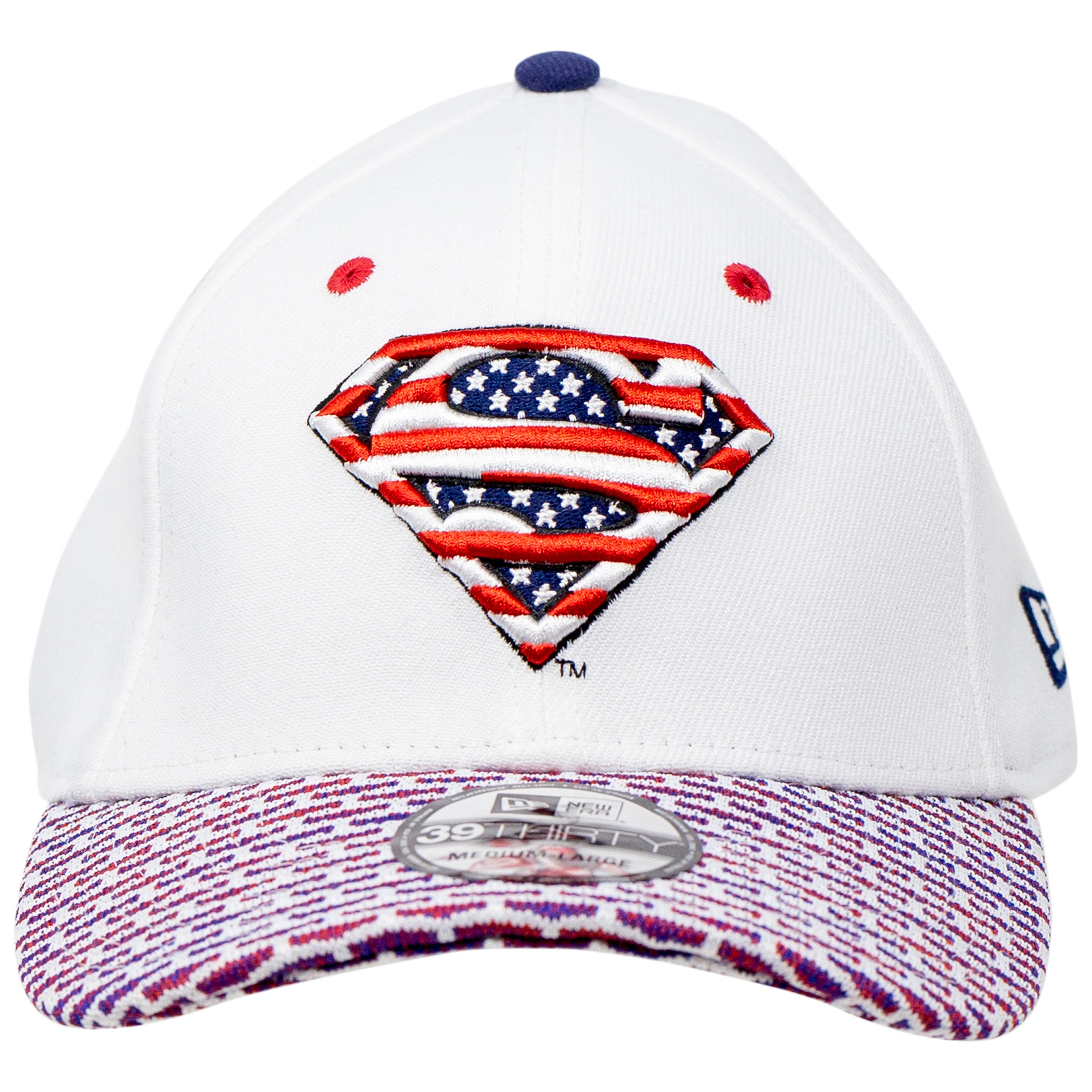 Superman Red White and Blue Themed New Era 39Thirty Fitted Hat