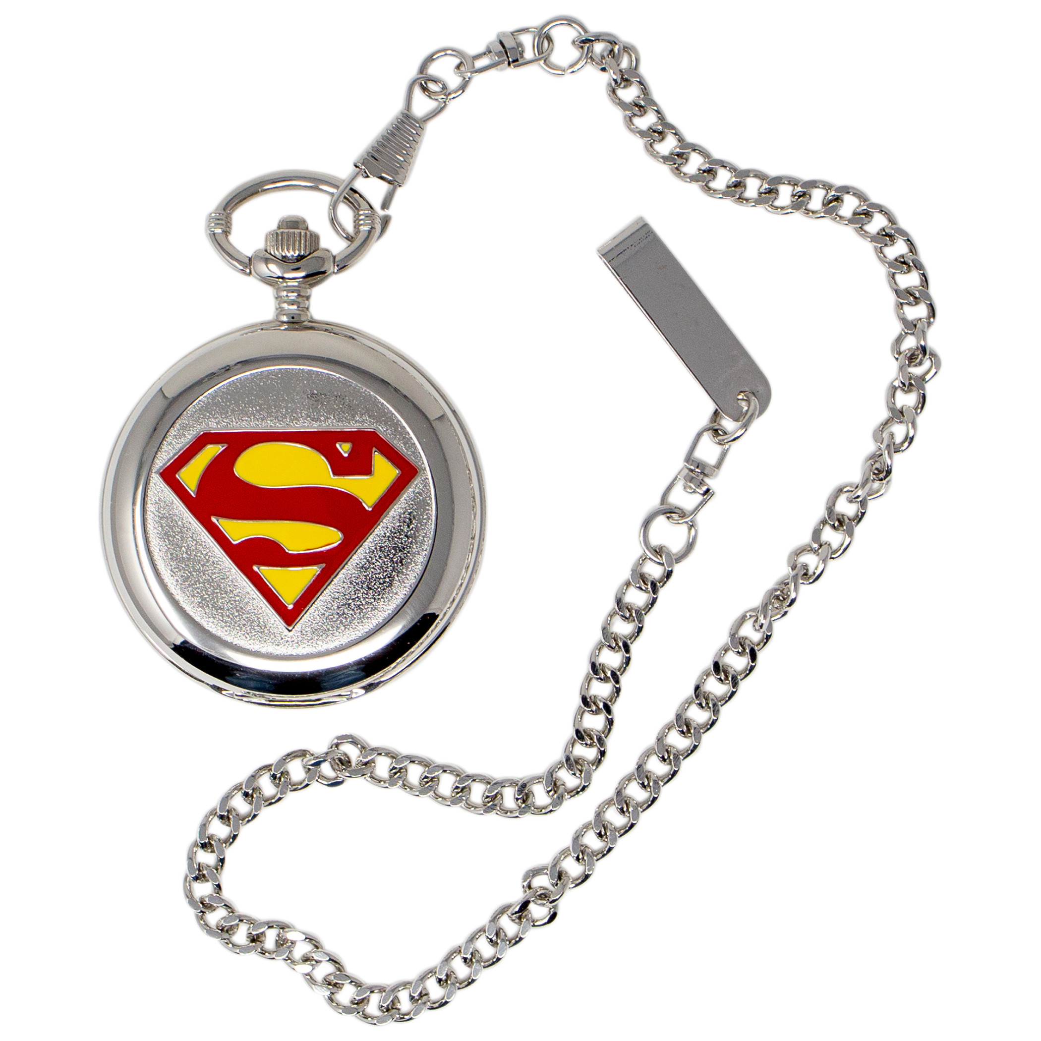 Superman Symbol Silver Pocket Watch