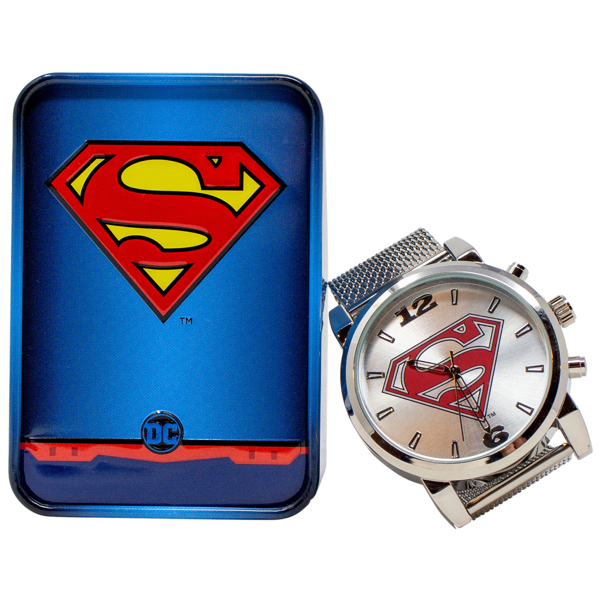 Superman Symbol Watch with Chain Metal Band