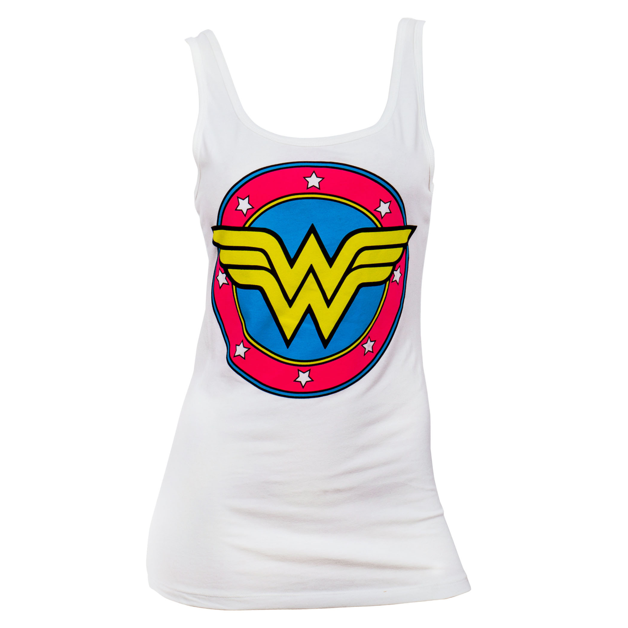 Wonder Women Comic Logo White Womens Tank Top