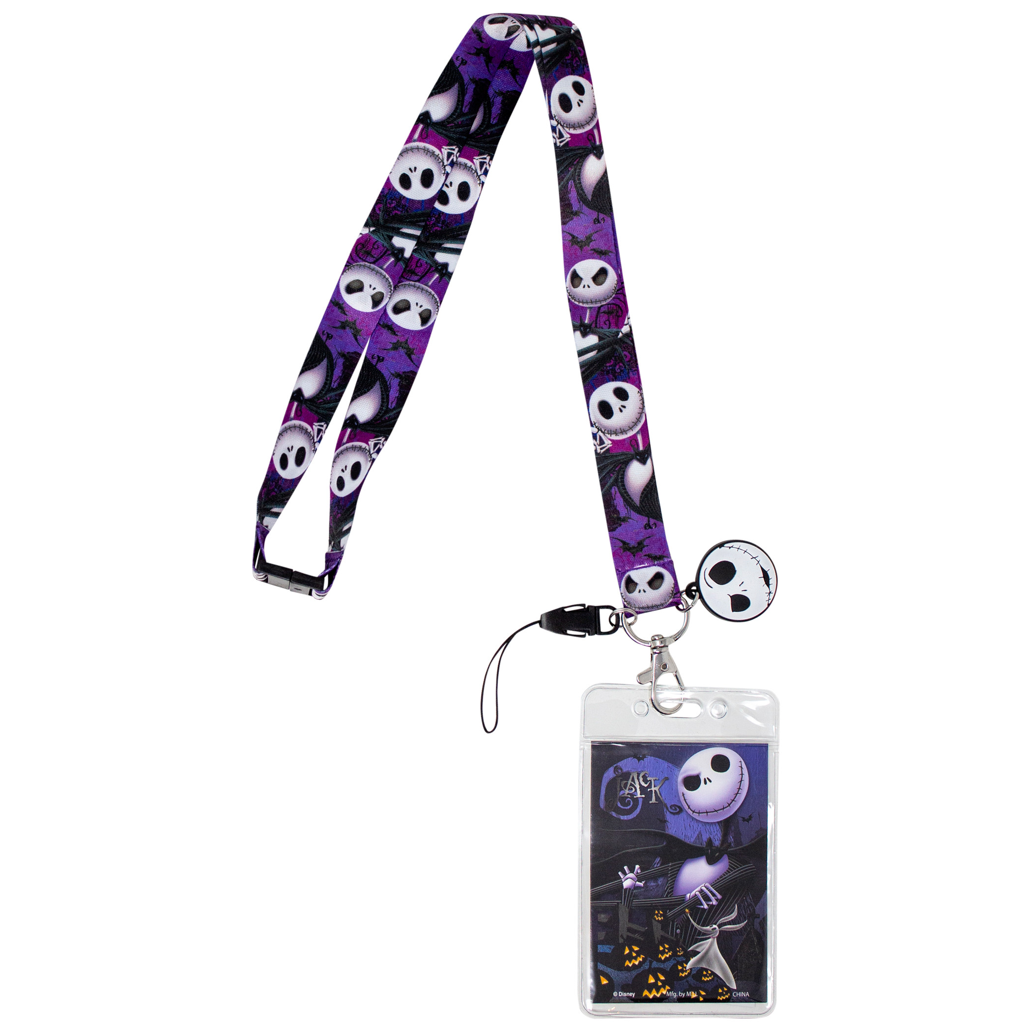 Nightmare Before Christmas Jack Skellington Lanyard with Badge Holder and Charm