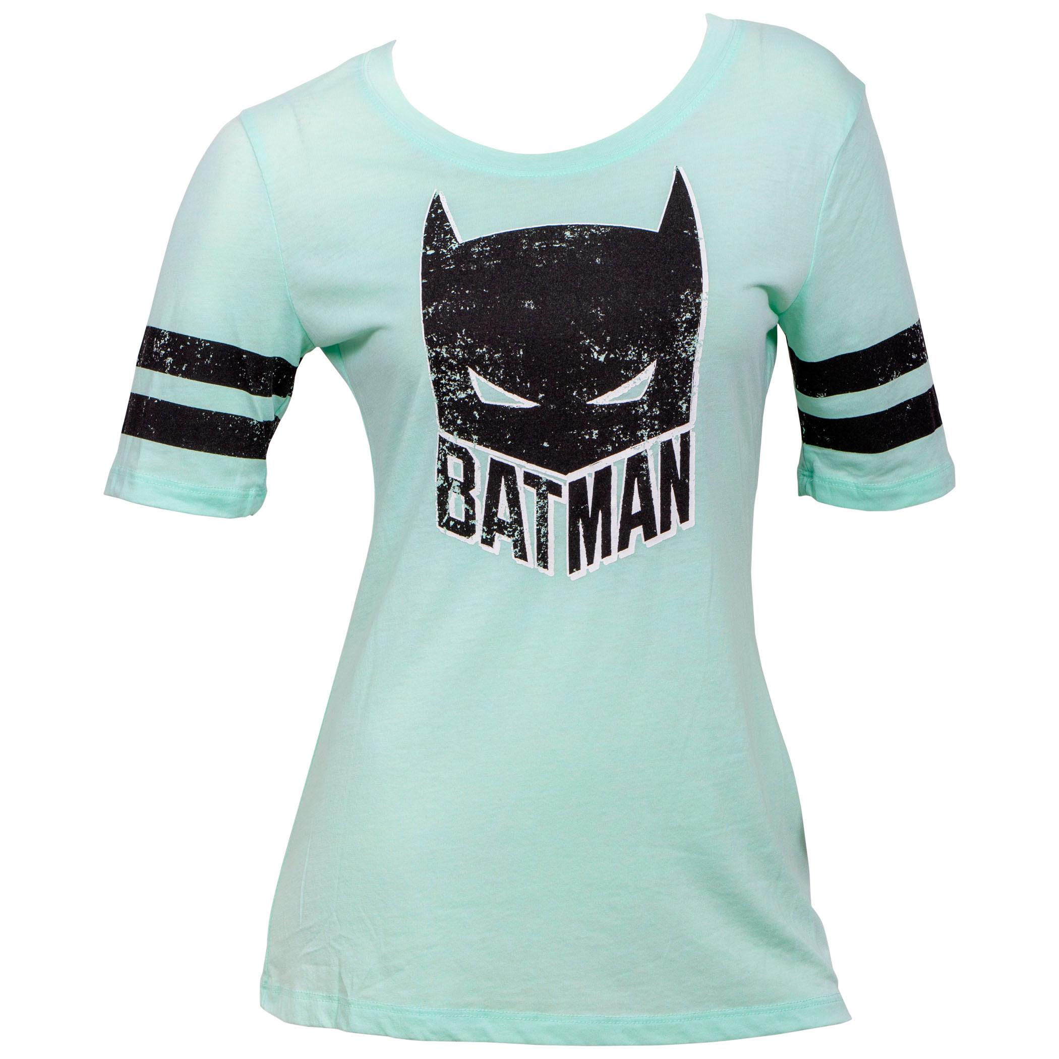 Batman Mask Striped Sleeves Women's T-Shirt