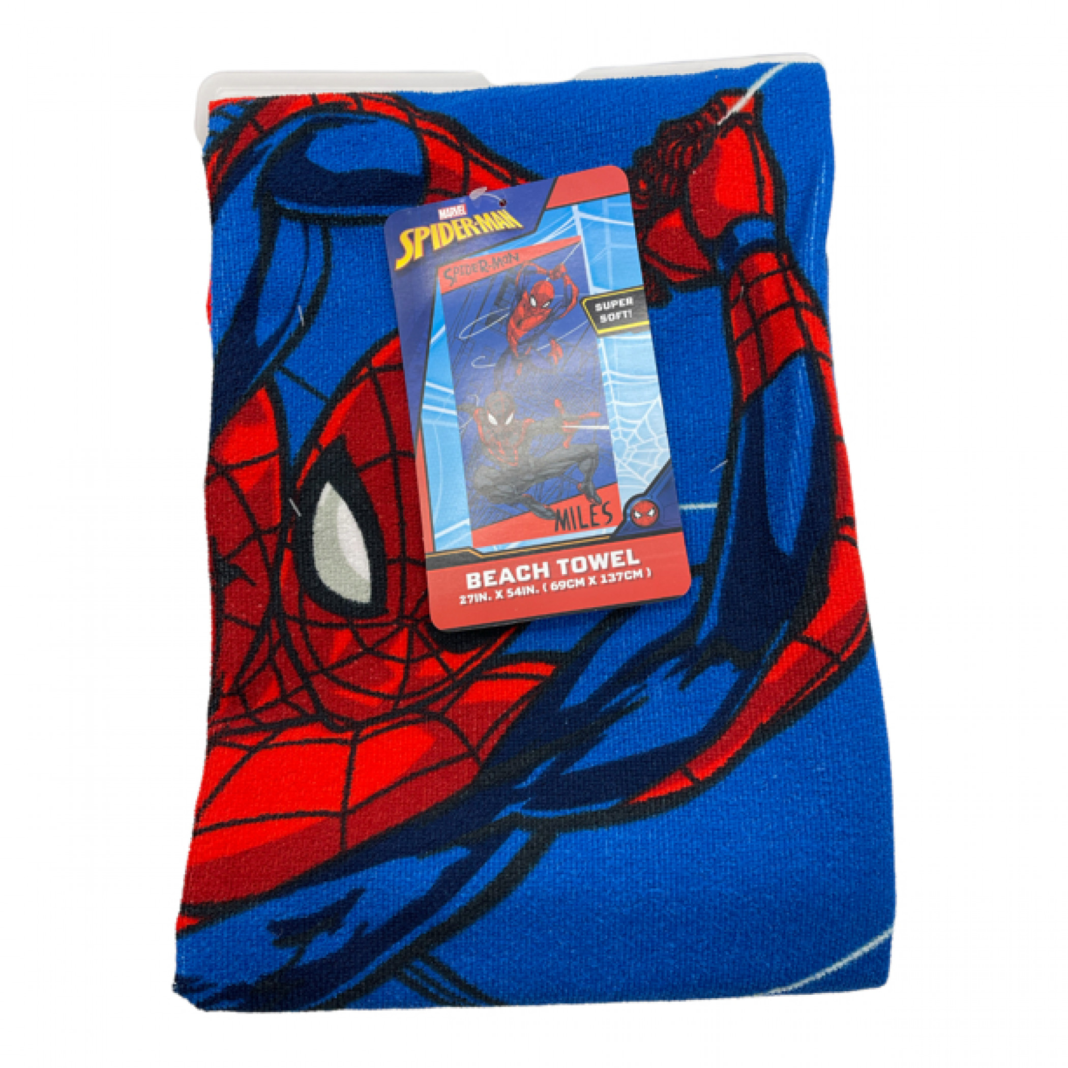 Spider-Man and Miles Morales Swinging 27x54 Beach Towel