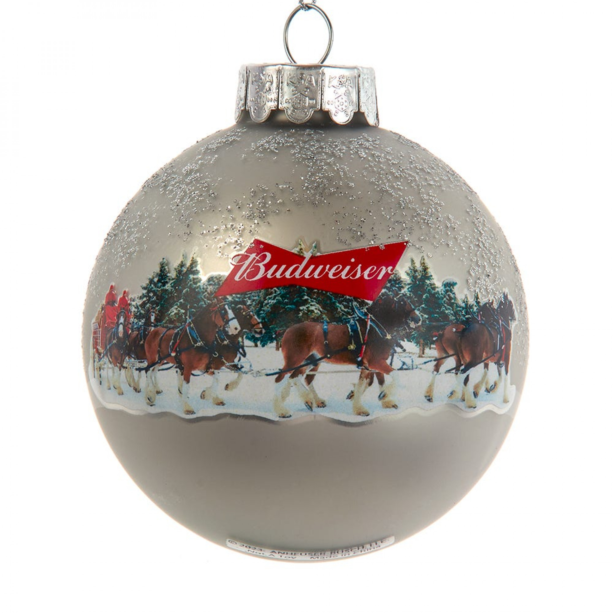 Budweiser 80MM Glass Clydesdale Scene Ball Ornament