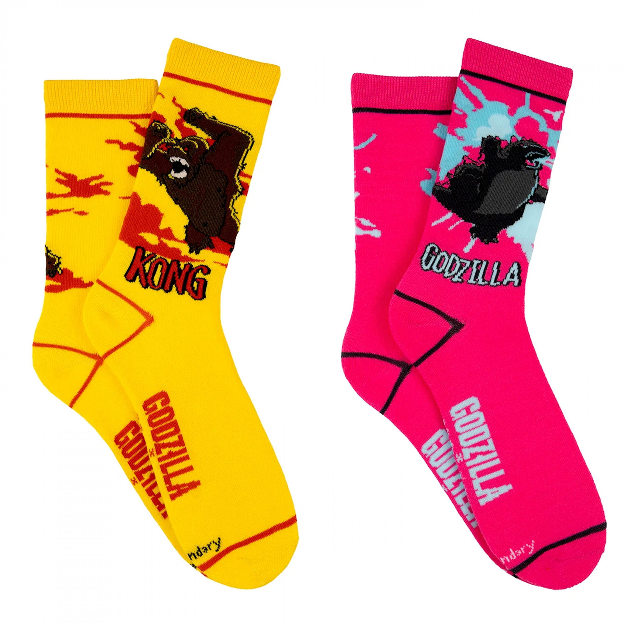 Godzilla x Kong Battle Neon Crew Socks 2-Pair Pack
