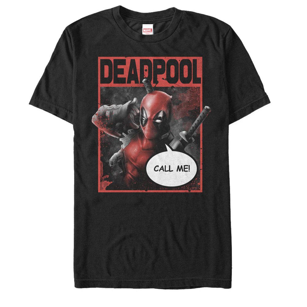 Deadpool Call Me Black Mens T-Shirt