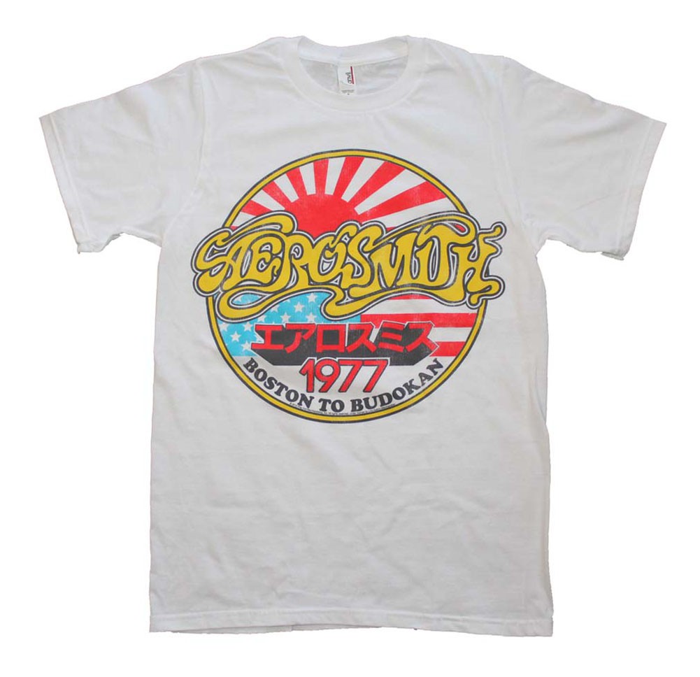 Aerosmith White Vintage Boston To Budokan Slim Fit T-Shirt