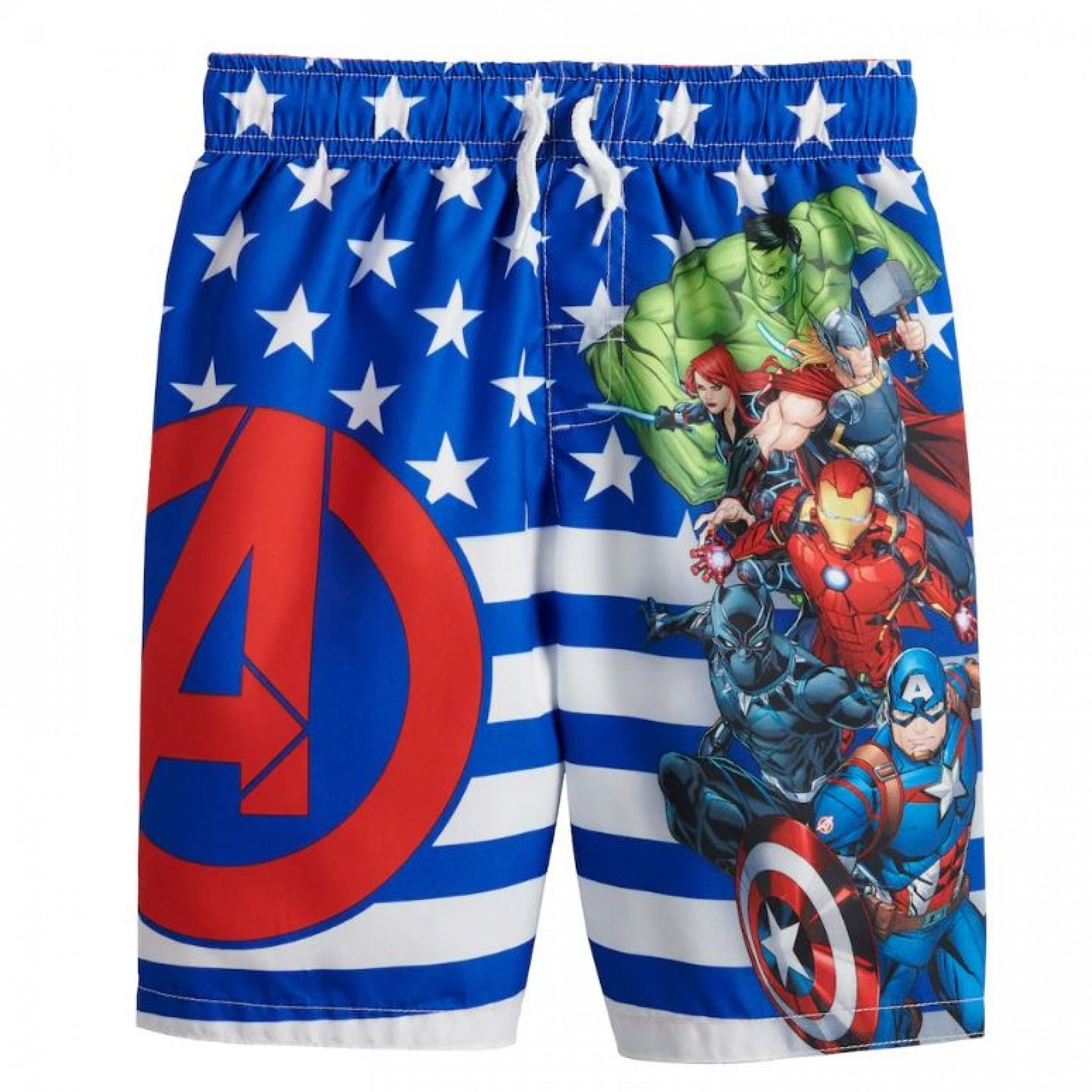 Marvel Avengers Symbol and Team Youth Swim Trunks