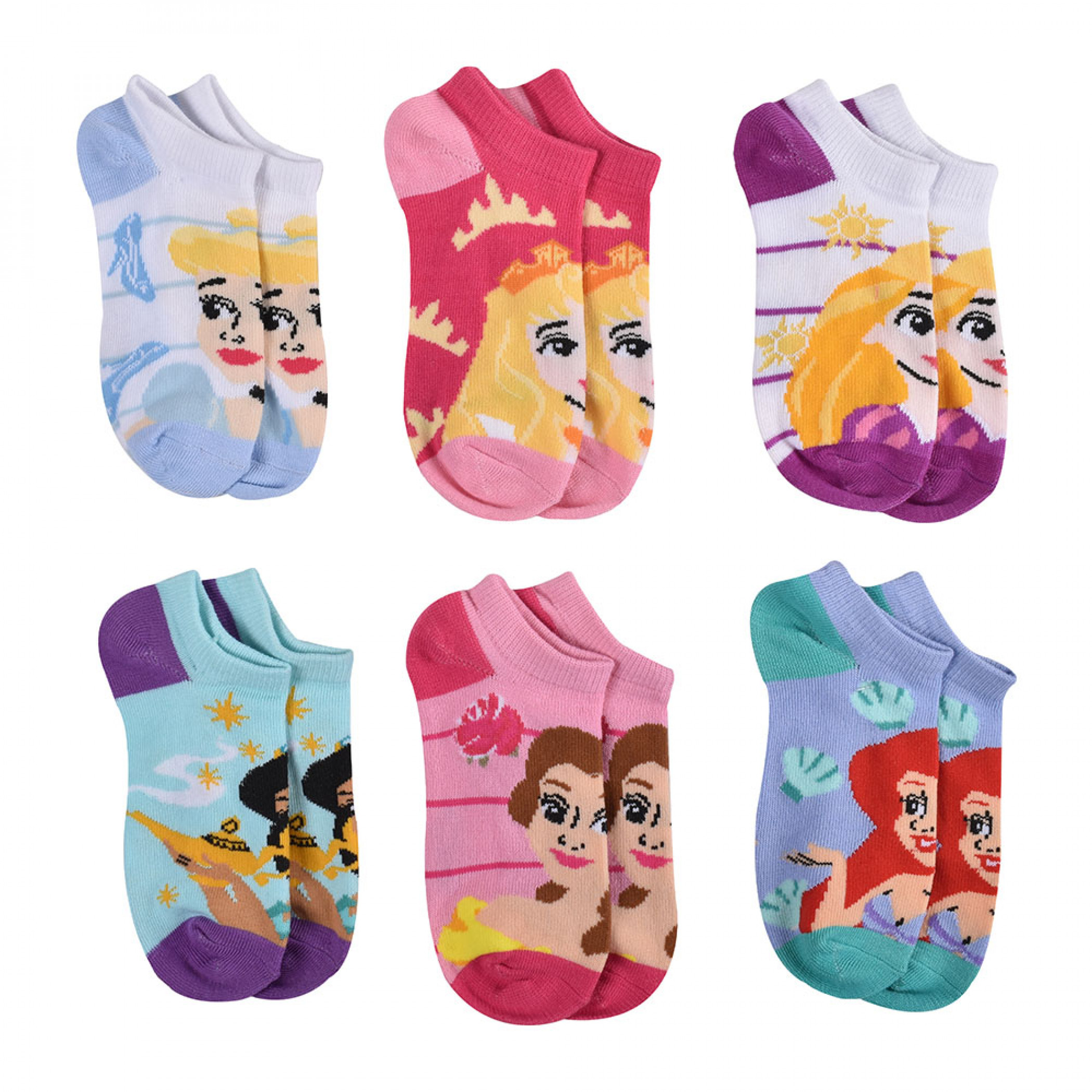 Disney Princesses Girl's Variety Crew Socks 6-Pair Pack