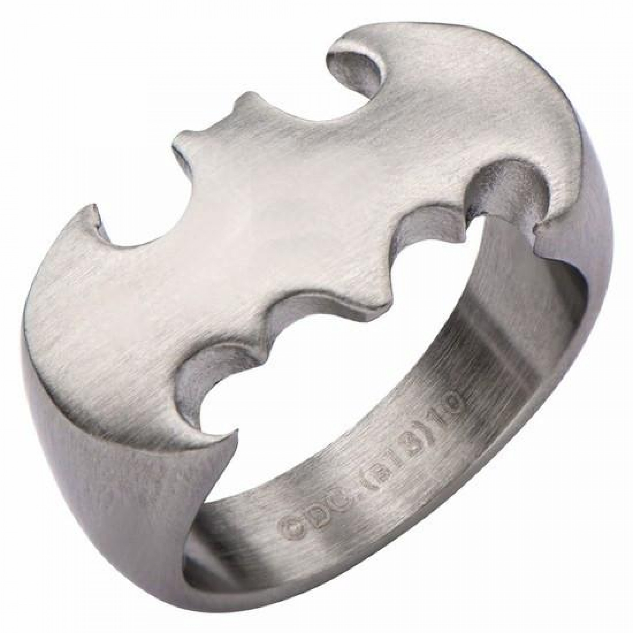 Batman Die-Cut Brushed Stainless Steel Ring
