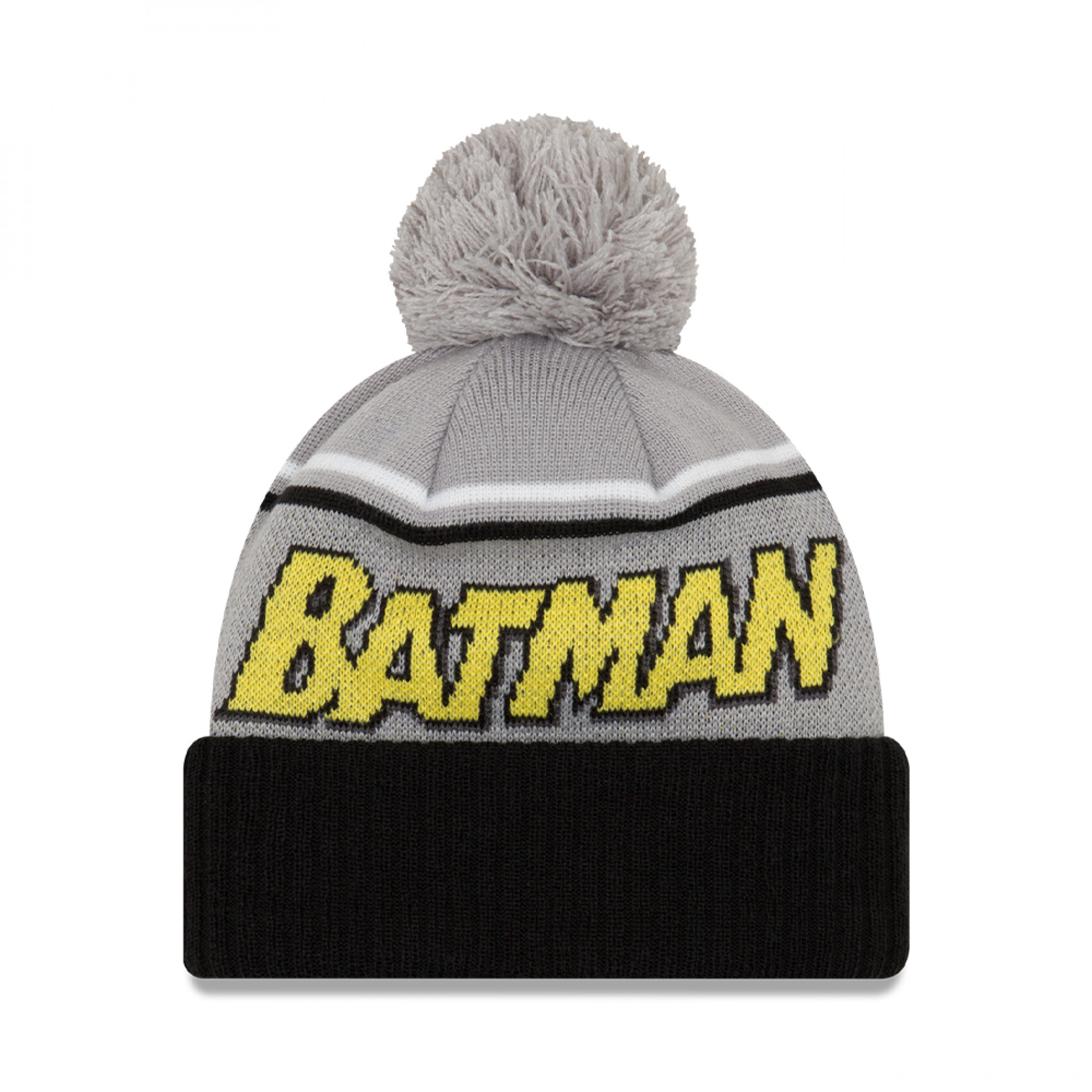 DC Comics Batman Classic Bat Symbol New Era Patch Pom Knit Beanie