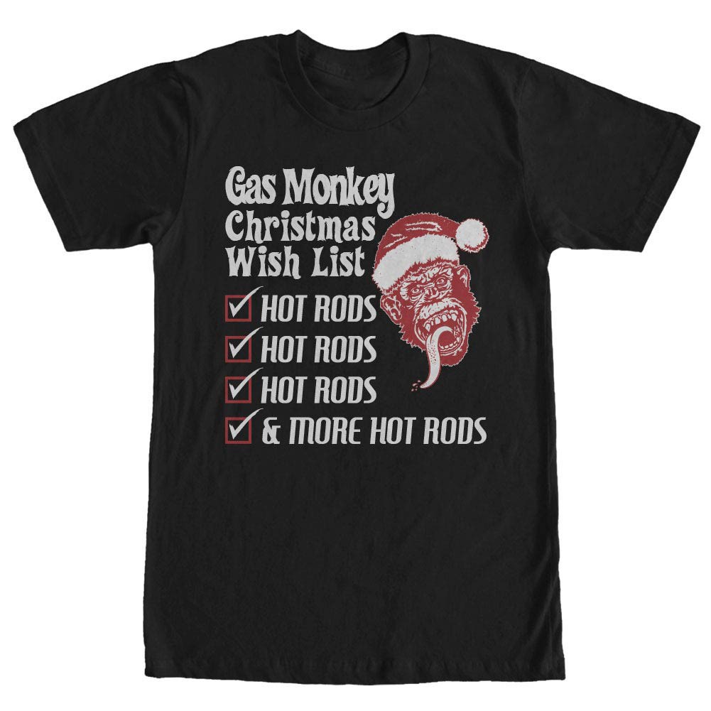 Gas Monkey Garage Monkey Christmas List Black T-Shirt