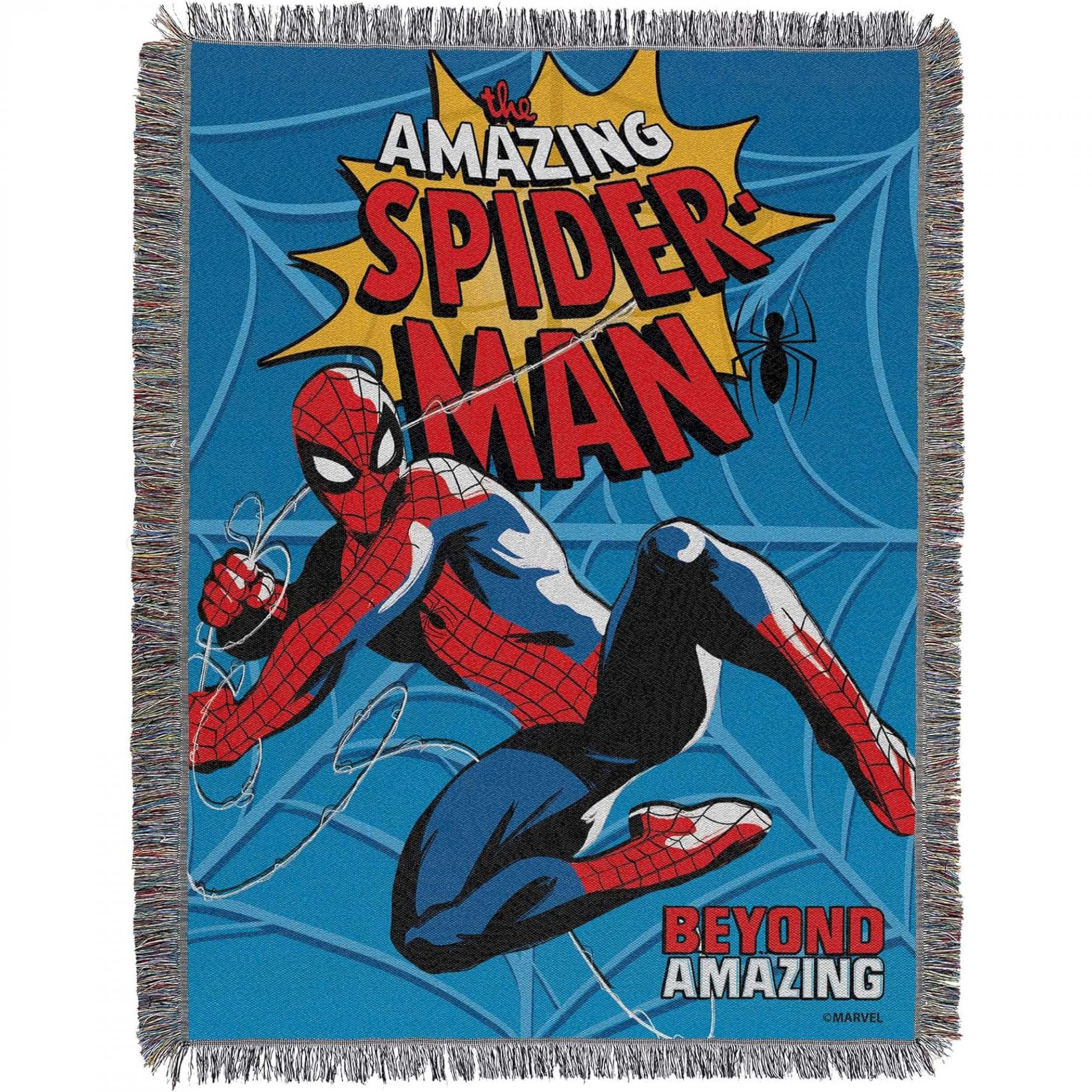 Spider-Man Flying Webs 48" x 60" Woven Tapestry Throw w/ Tassels