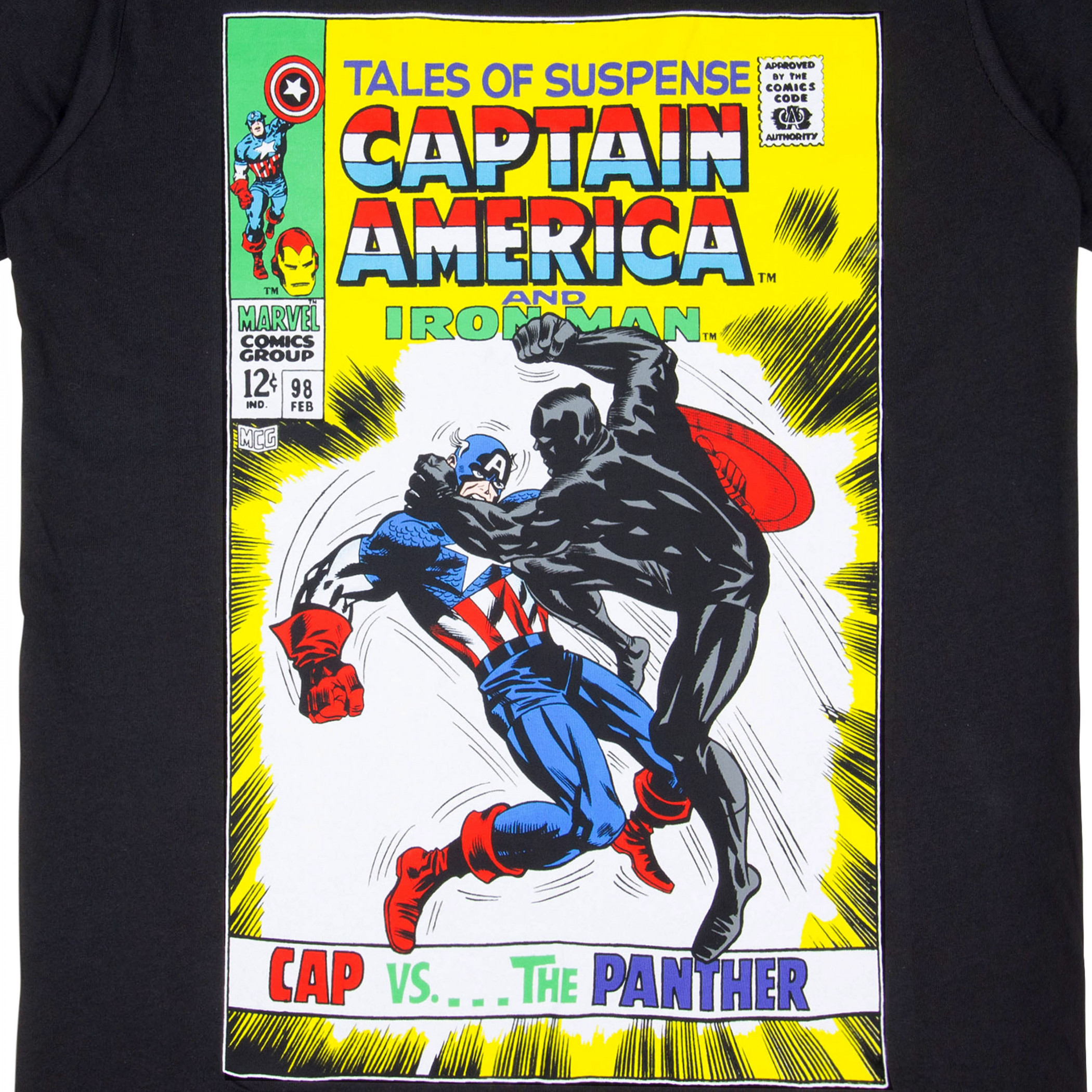 Captain America and Iron Man vs The Panther Marvel Comic Cover T-Shirt