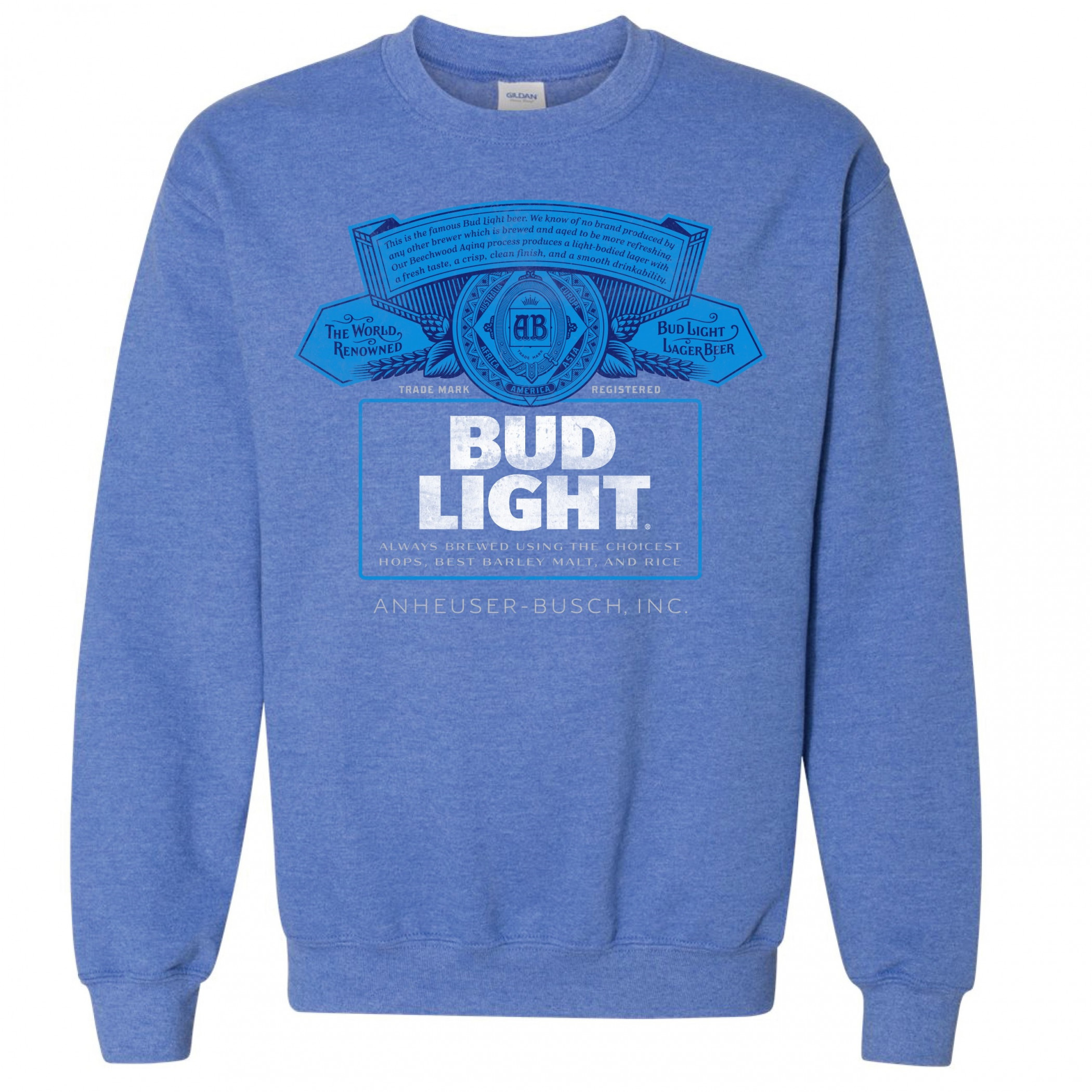 Bud Light Bottle Label Crewneck Sweatshirt
