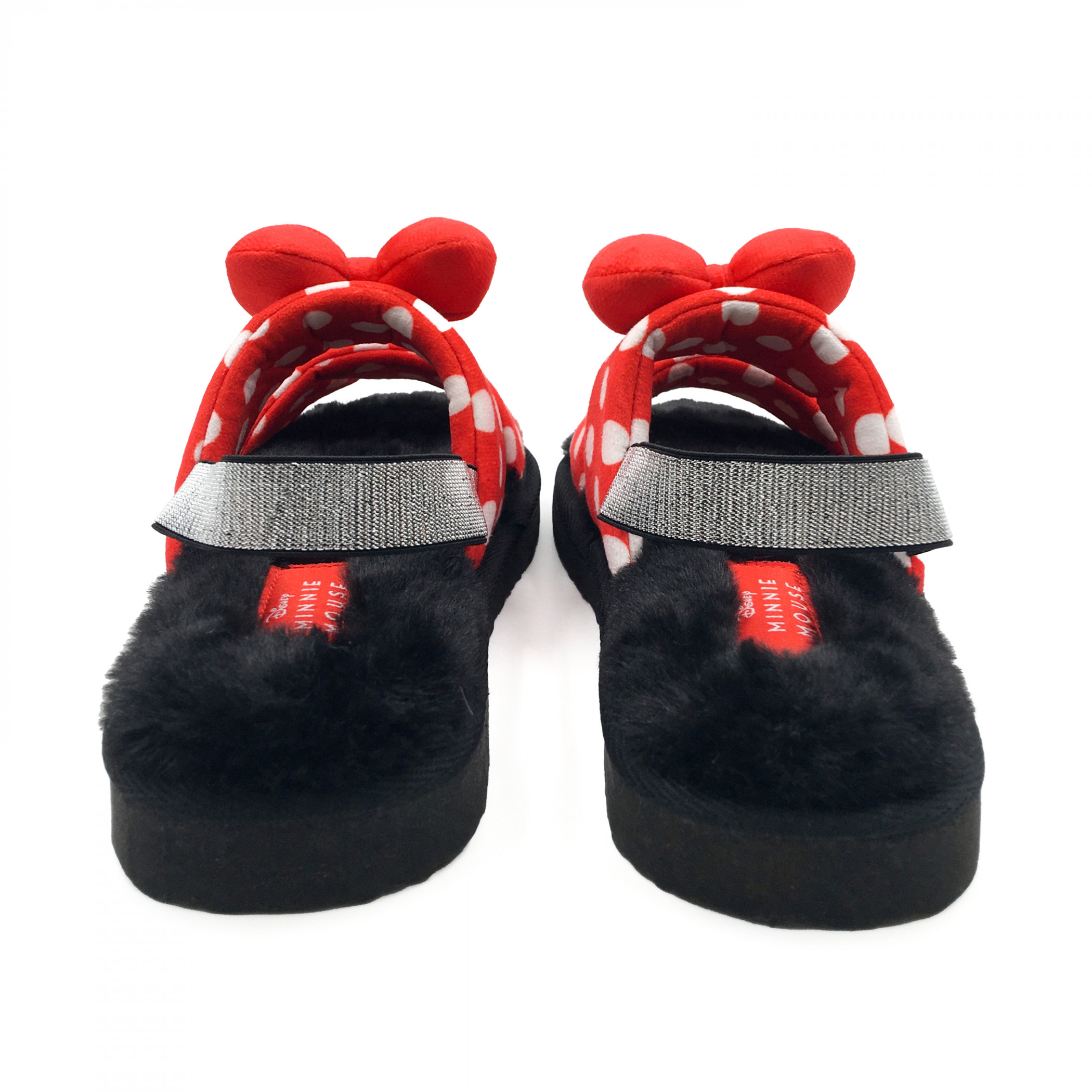 Minnie Mouse Polka Dots and Bows Women's Fuzzy Slippers