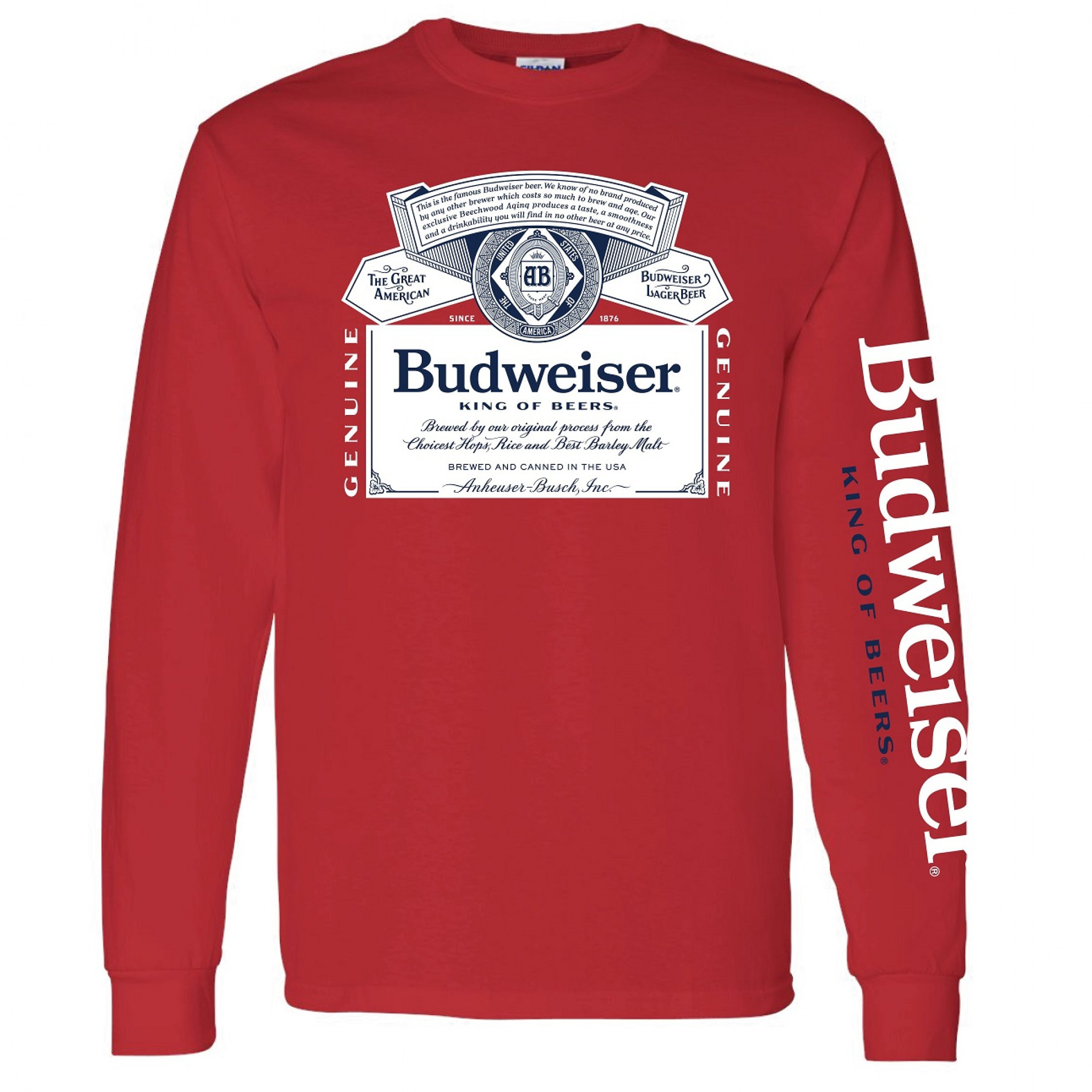 Budweiser Beer Sleeve Print Long Sleeve Shirt