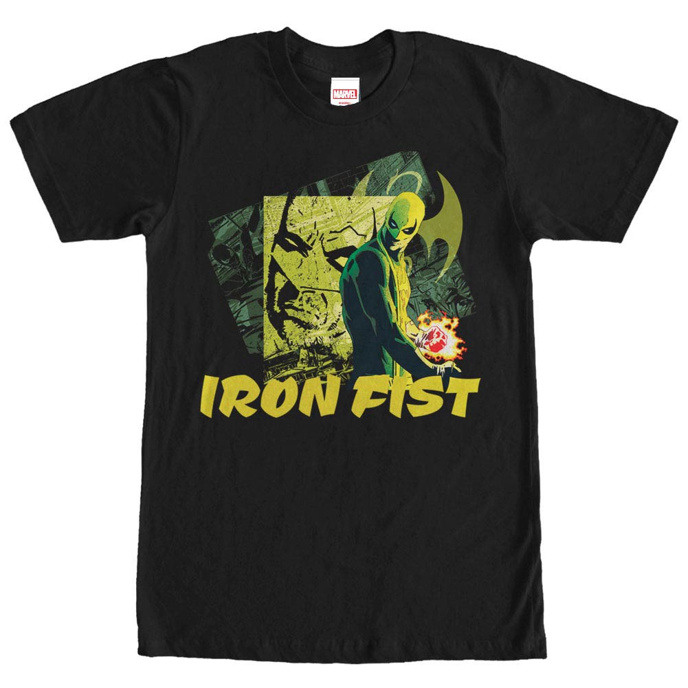 Marvel Teams Green Iron Black Mens T-Shirt