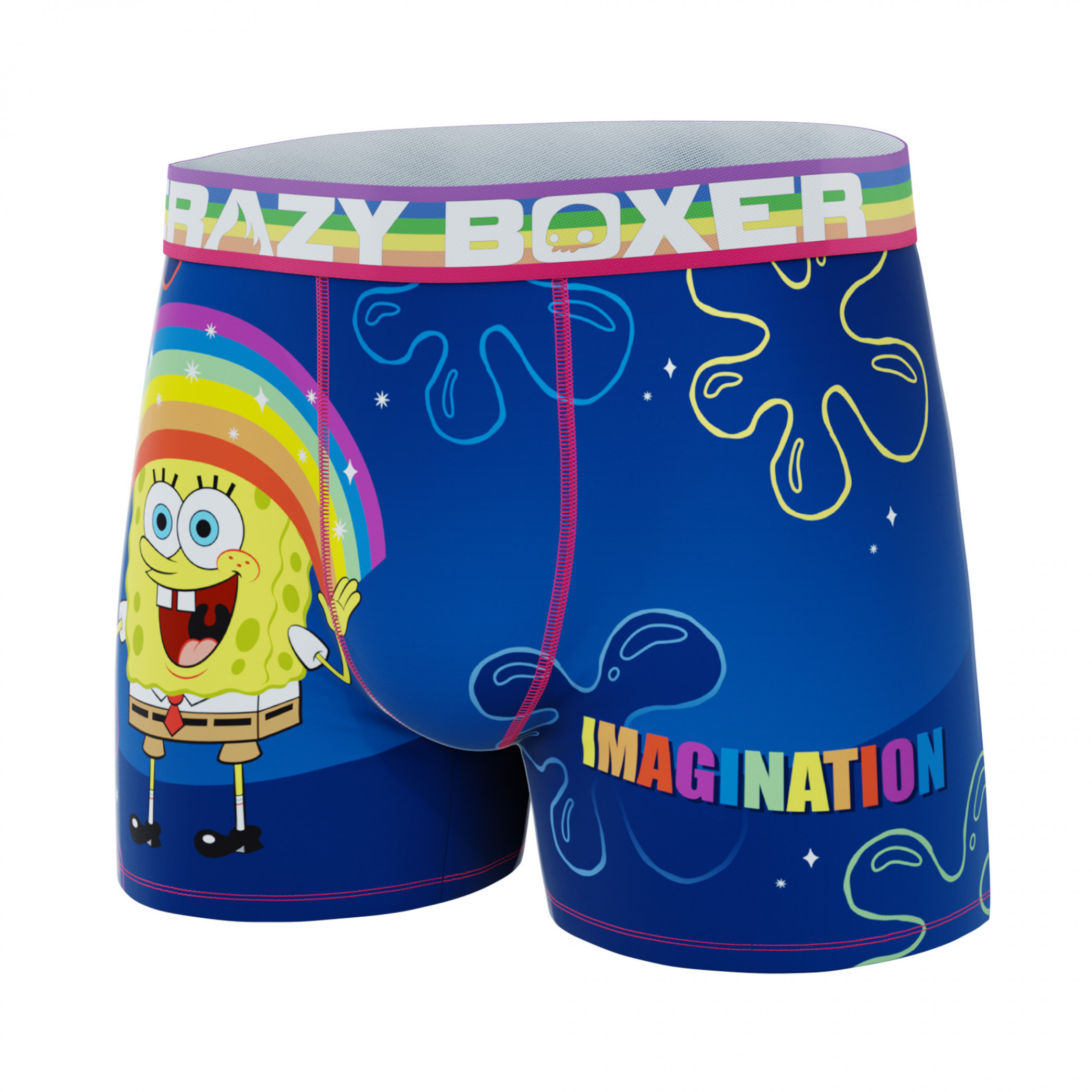 Crazy Boxer SpongeBob SquarePants Imagination Pose with Text Men's Boxer Briefs
