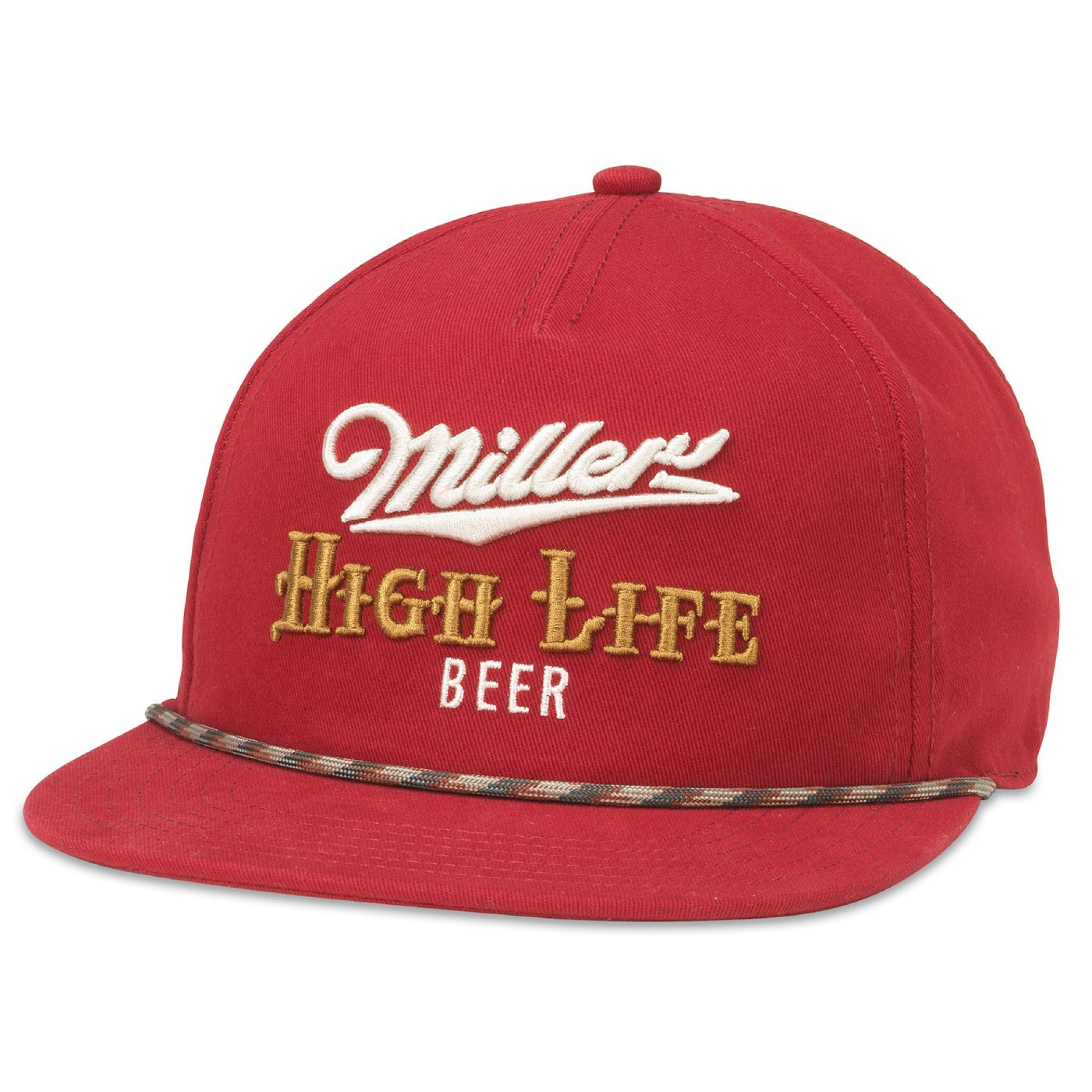 Miller High Life Logo Embroidered Adjustable Patterned Rope Hat