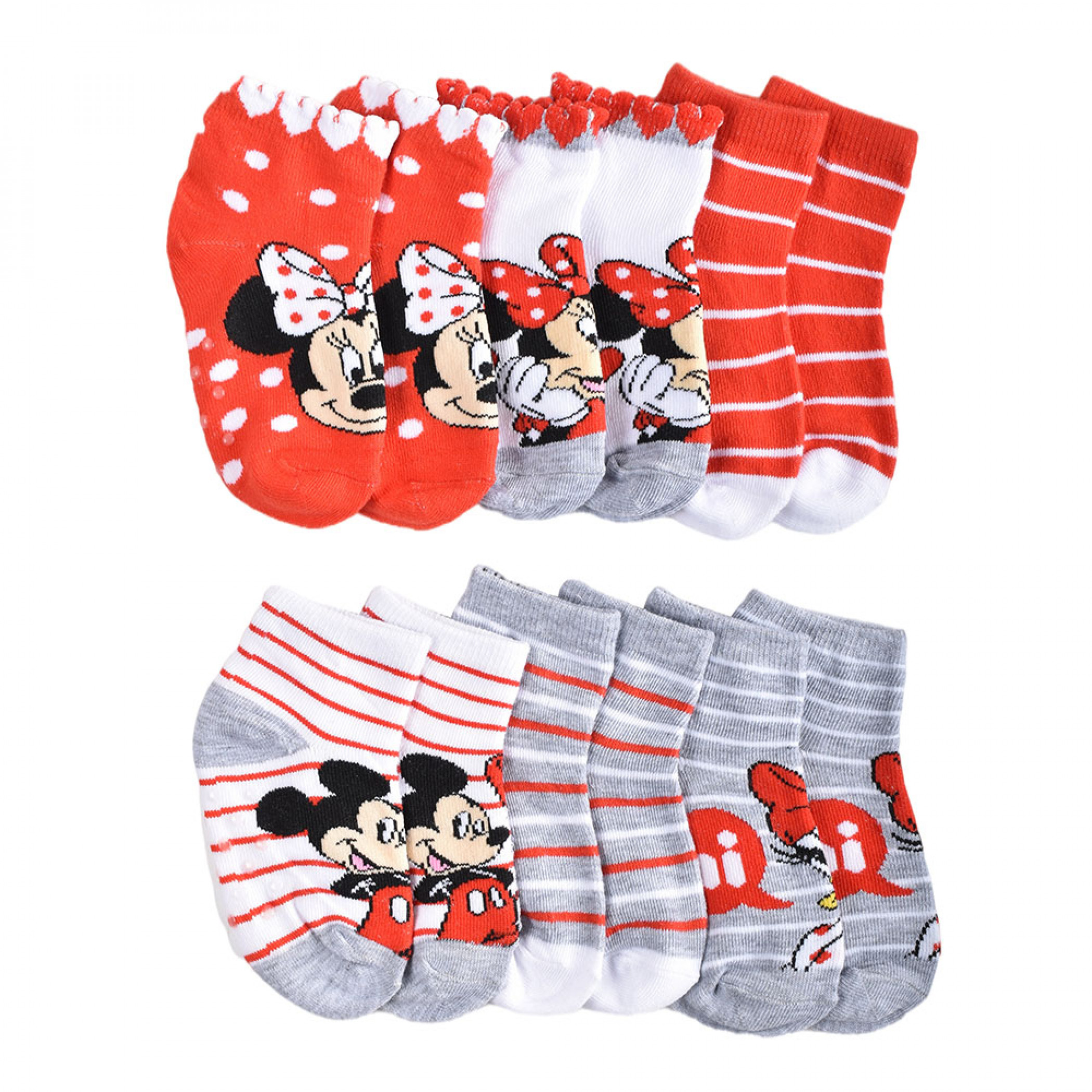 Disney Minnie Mouse and Daisy Duck Baby Girl Crew Socks 6-Pack