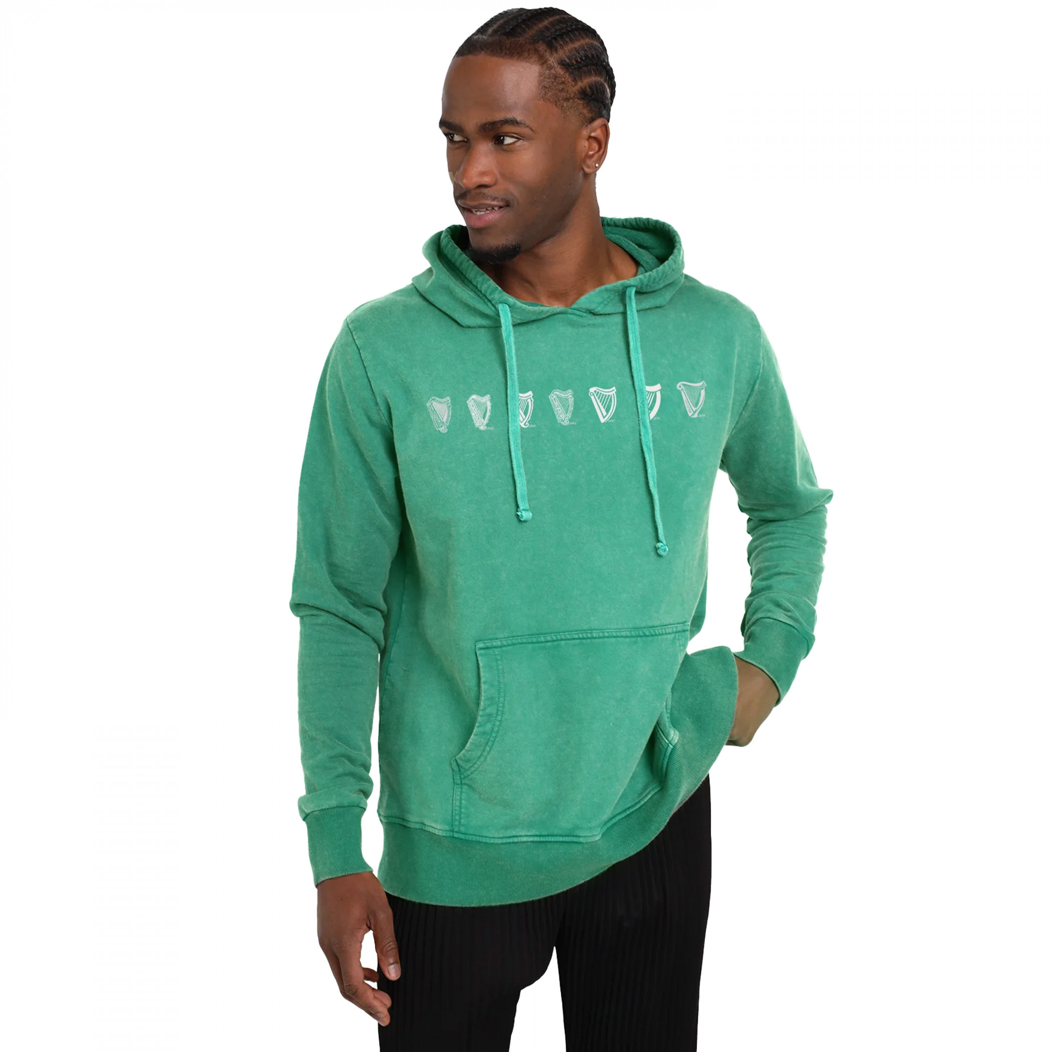 Guinness Logo Evolution Green Colorway Pullover Hoodie