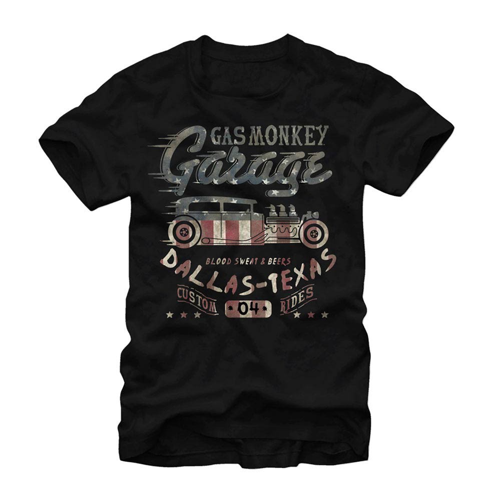 Gas Monkey Garage Flag Filled Black T-Shirt