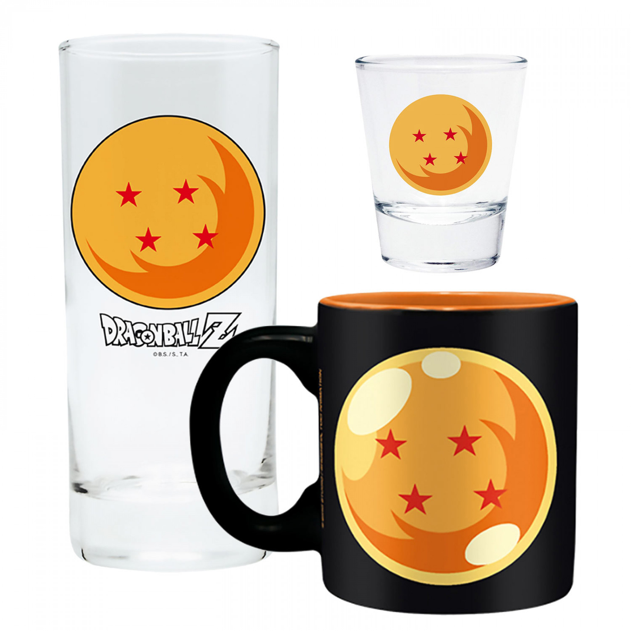Dragon Ball Z Drink Set - Shot Glass, Drinking Glass & Coffee Mug