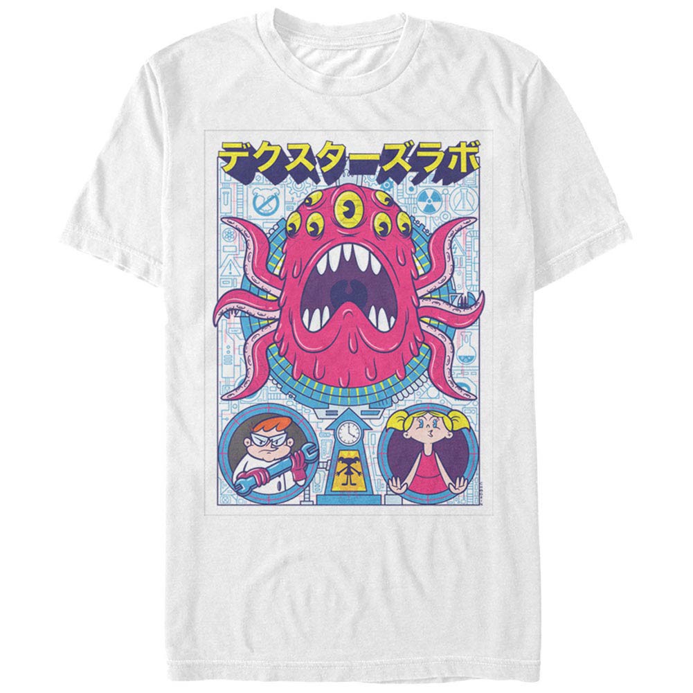 Dexter's Lab Tentacles Poster Chogrin White T-Shirt