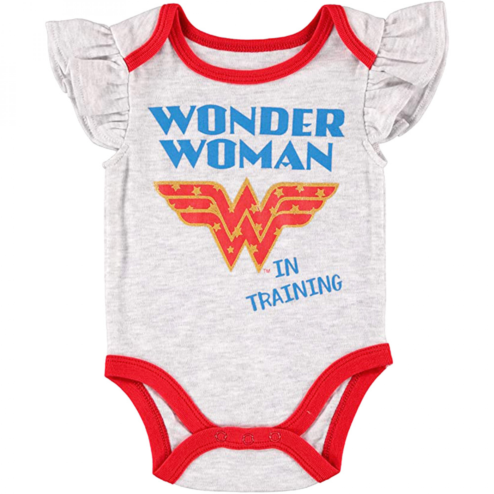 Wonder Woman Logo and Costume Styled Infant Bodysuits 3-Pack