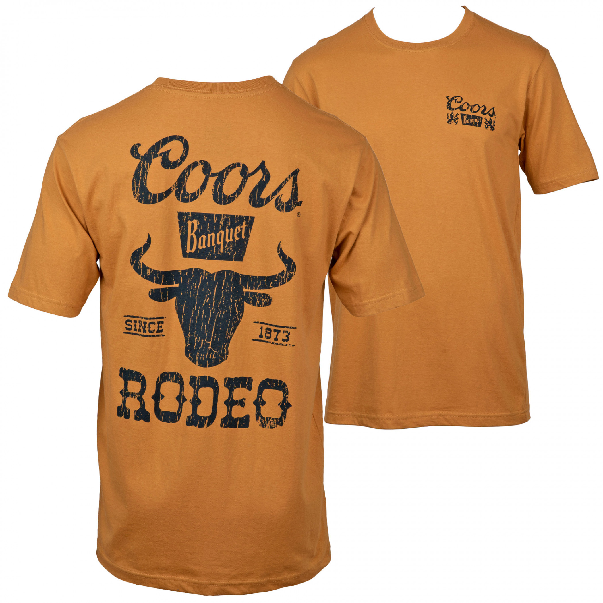 Coors Rodeo Logo Distressed Front & Back Print T-Shirt