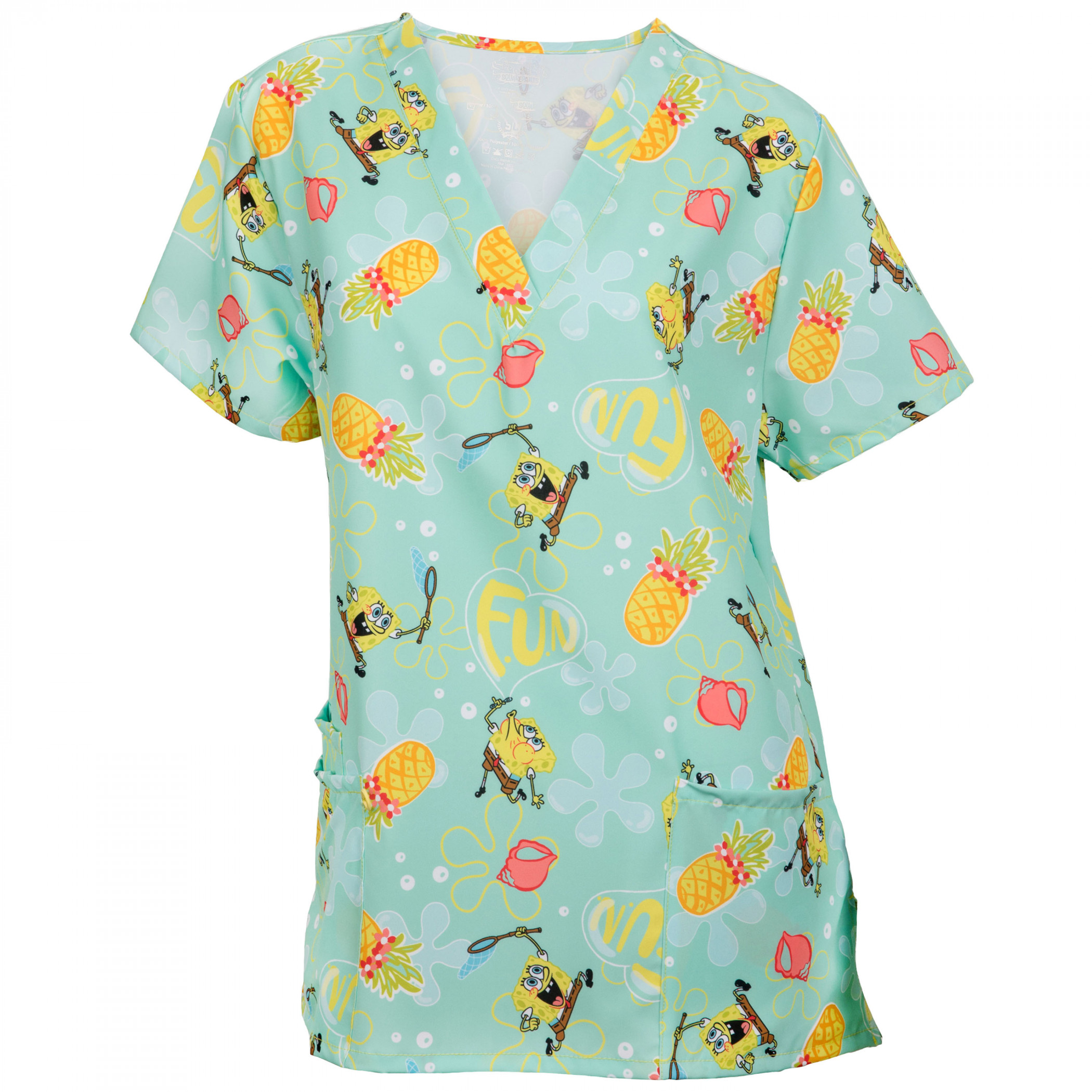 SpongeBob SquarePants Fun Bubbles V-Neck Scrubs Top