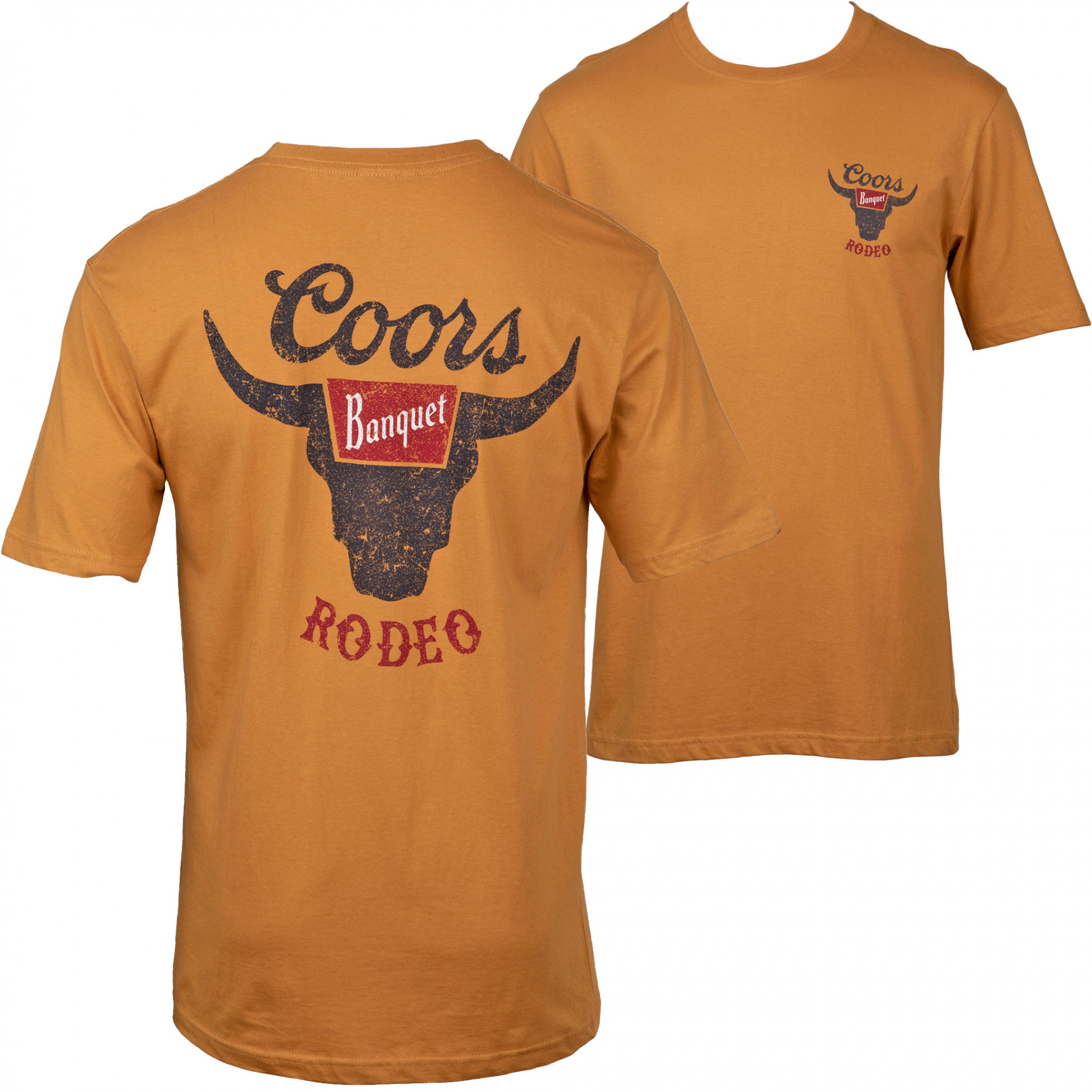 Coors Banquet Rodeo Logo Distressed Front and Back Print T-Shirt