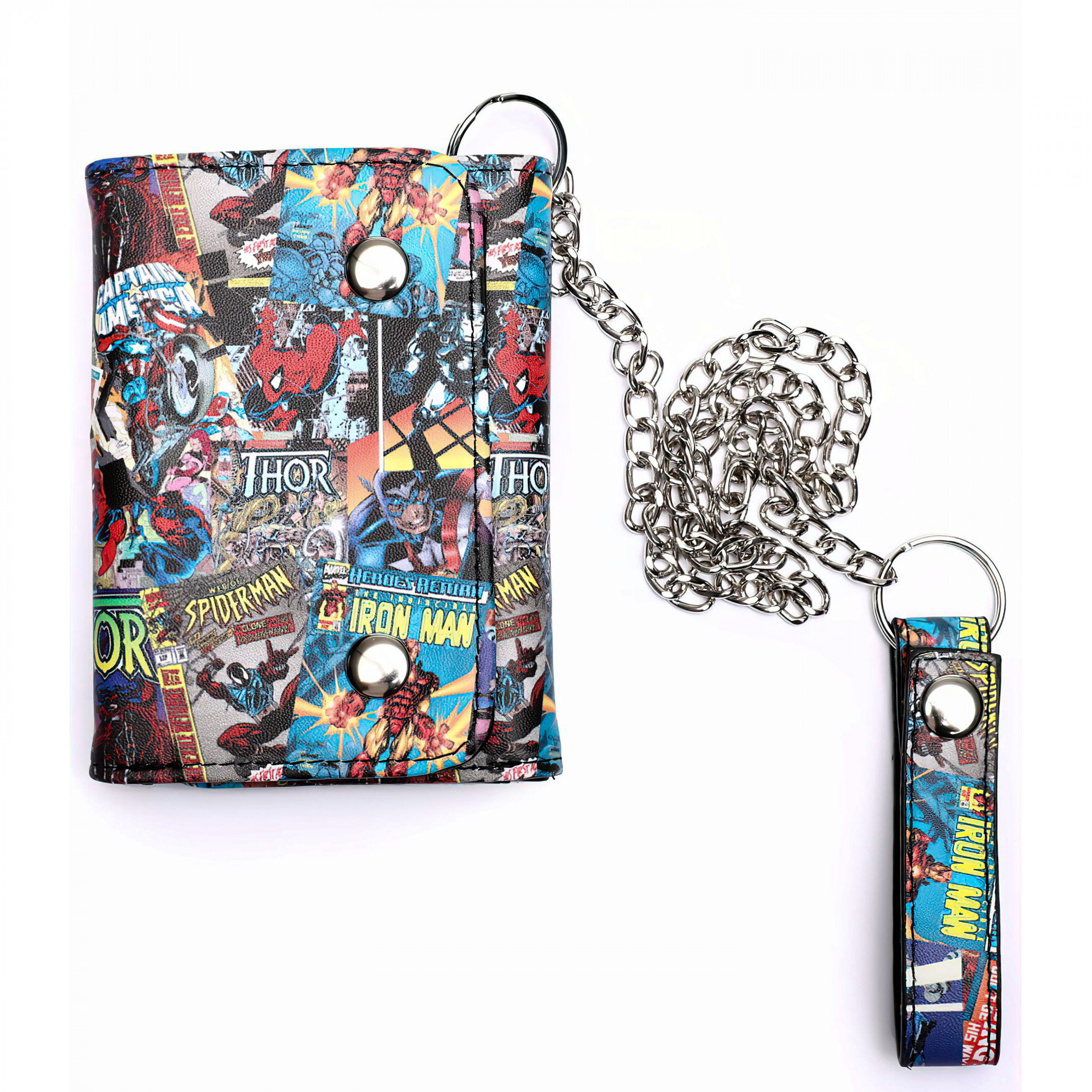 Marvel Comic Covers Collage Chain Wallet