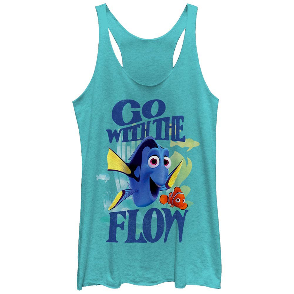Disney Pixar Finding Dory Flow Blue Juniors Racerback Tank Top