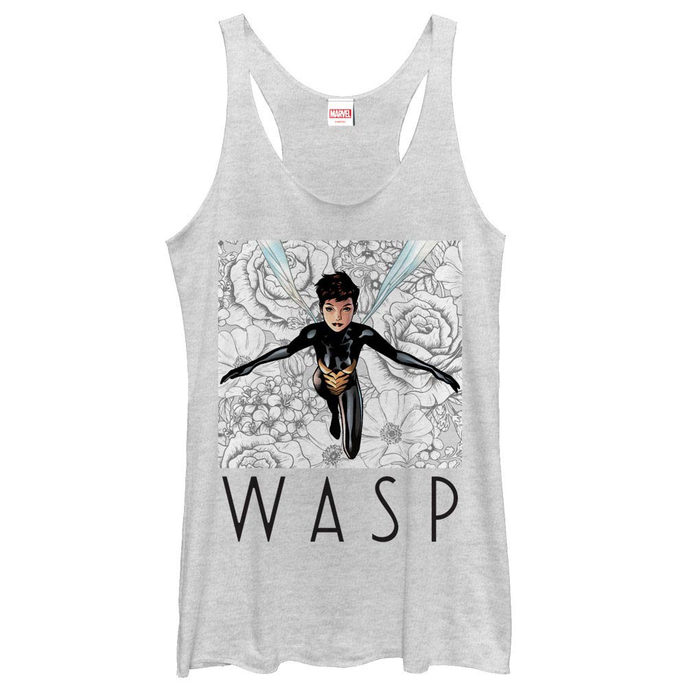 Marvel Teams The Wasp White Juniors Racerback Tank Top