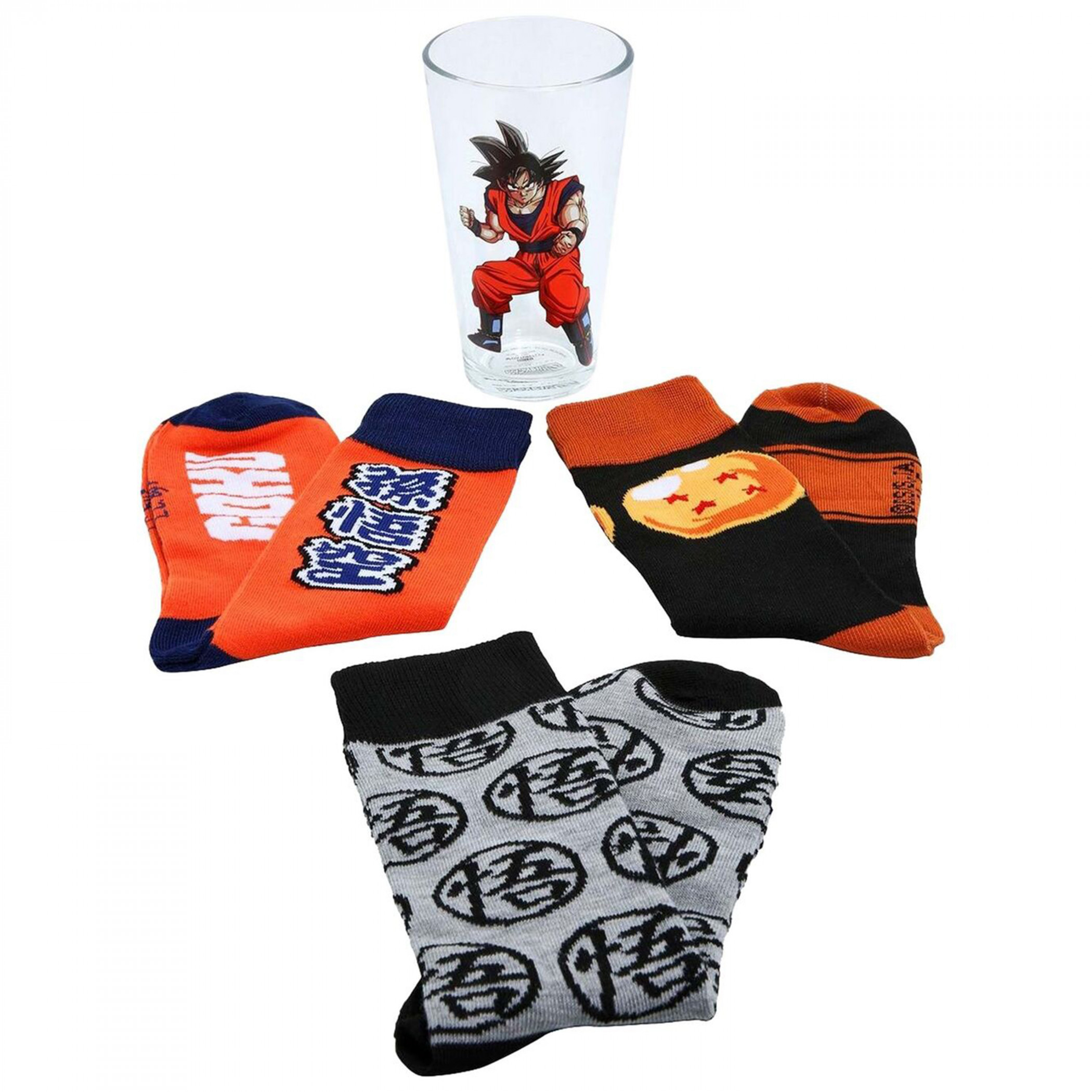 Dragon Ball Z 3pc Crew Socks and Pint Glass Set