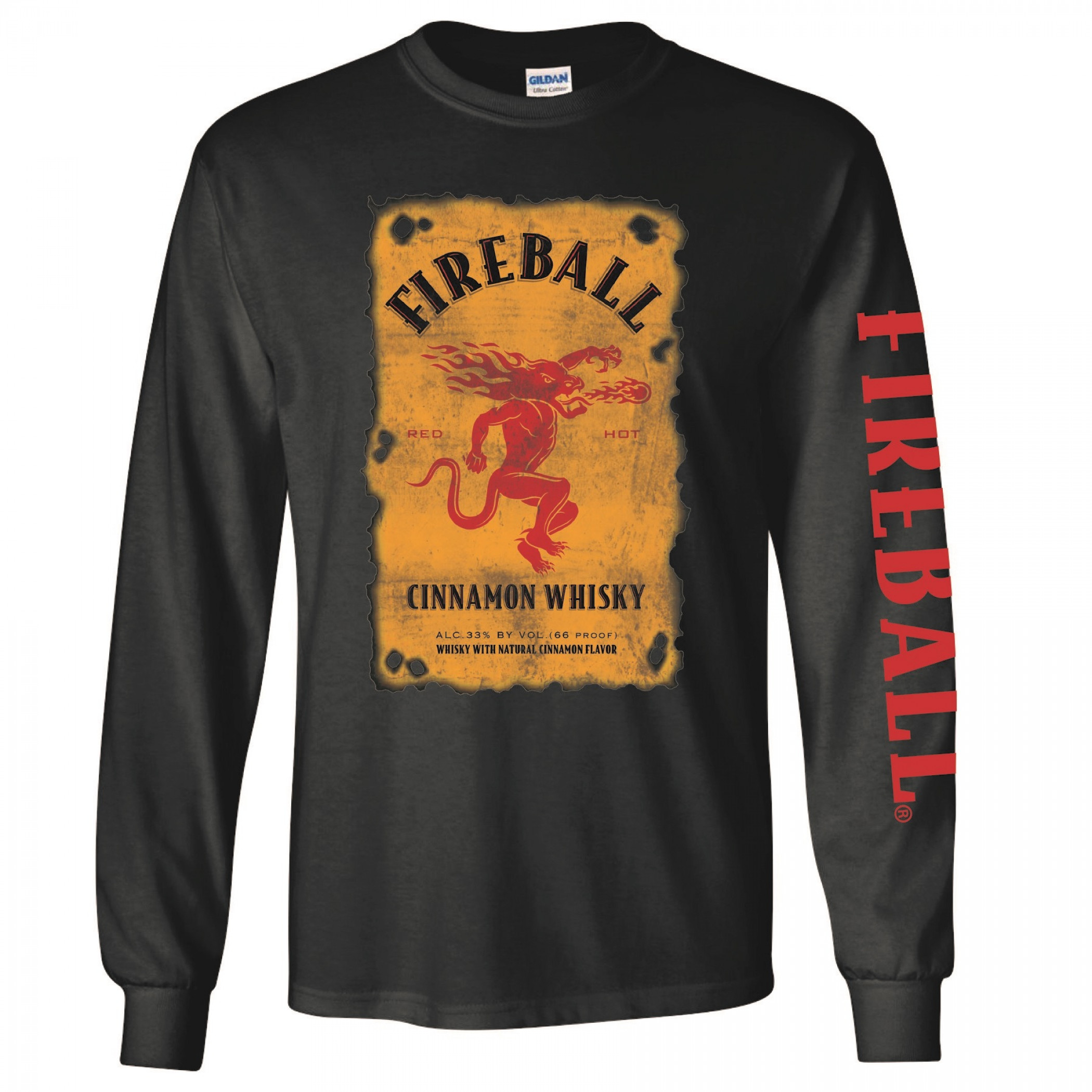 Fireball Bottle Label Long Sleeve Shirt