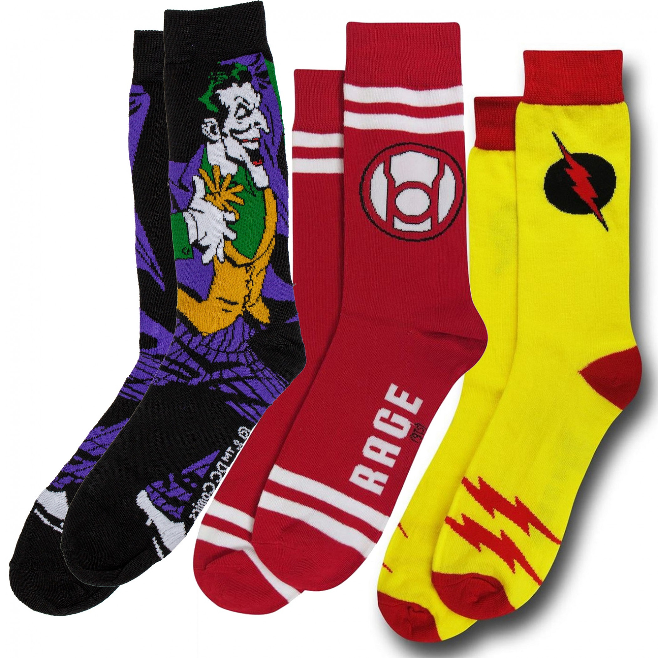 DC Comics Villains 3-Pair Pack of Crew Socks