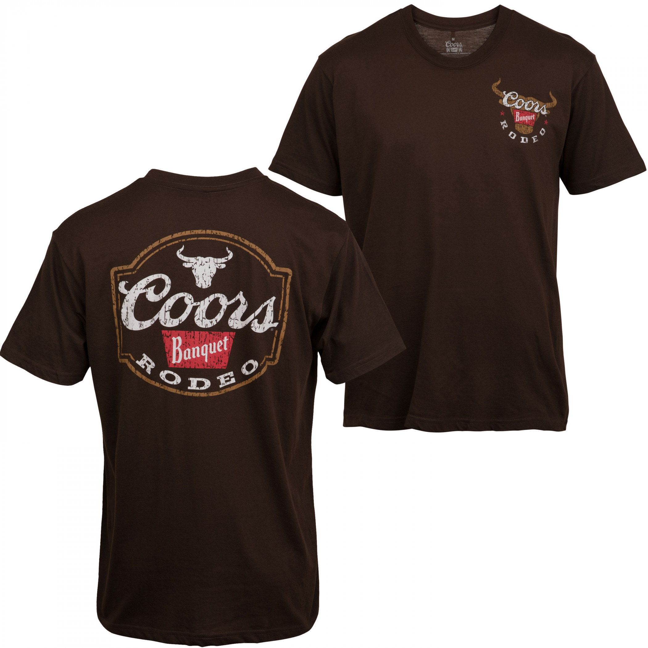 Coors Banquet Rodeo Logo Brown Colorway Front and Back Print T-Shirt
