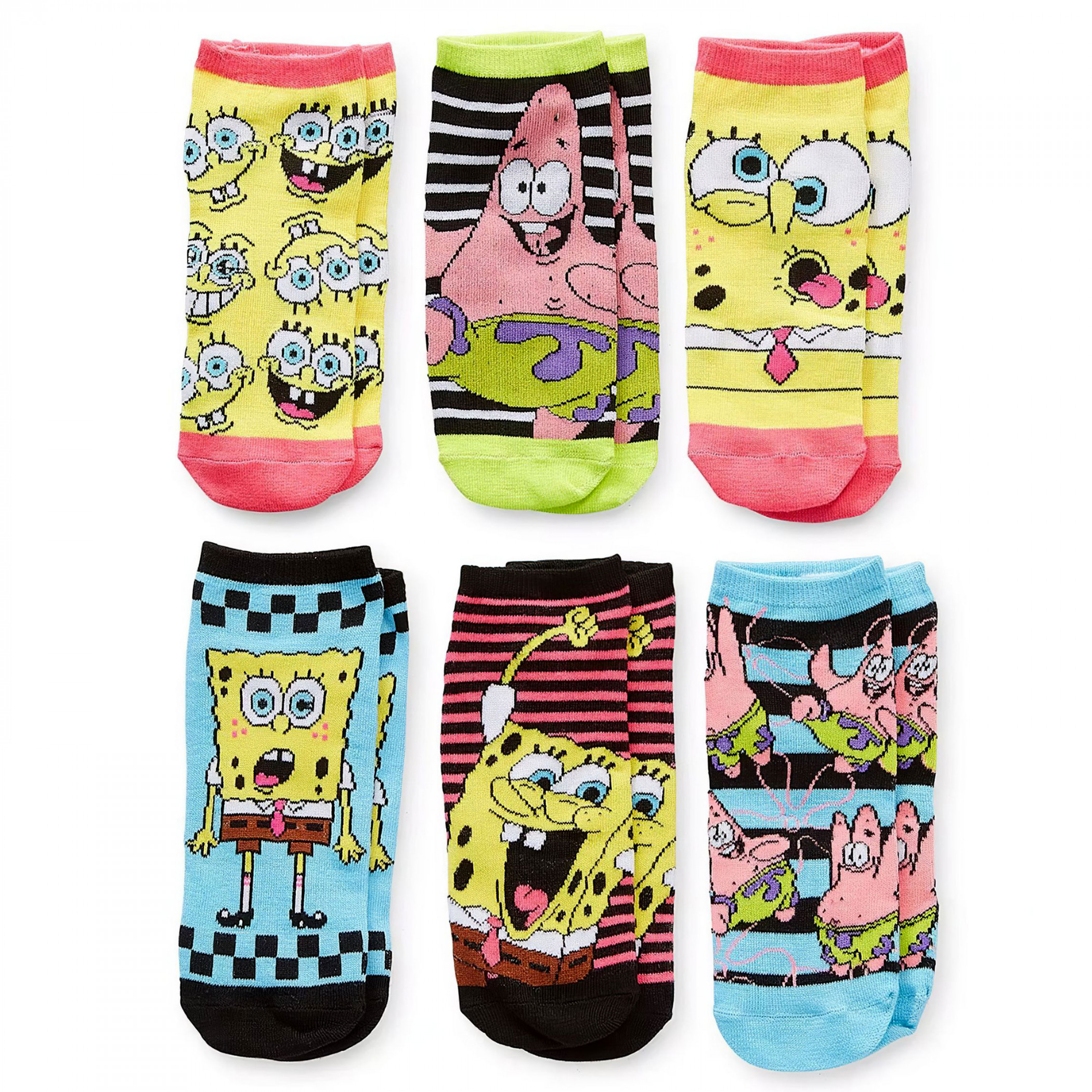 SpongeBob and Patrick Fun Time Women's 6-Pair Pack of Low Cut Socks