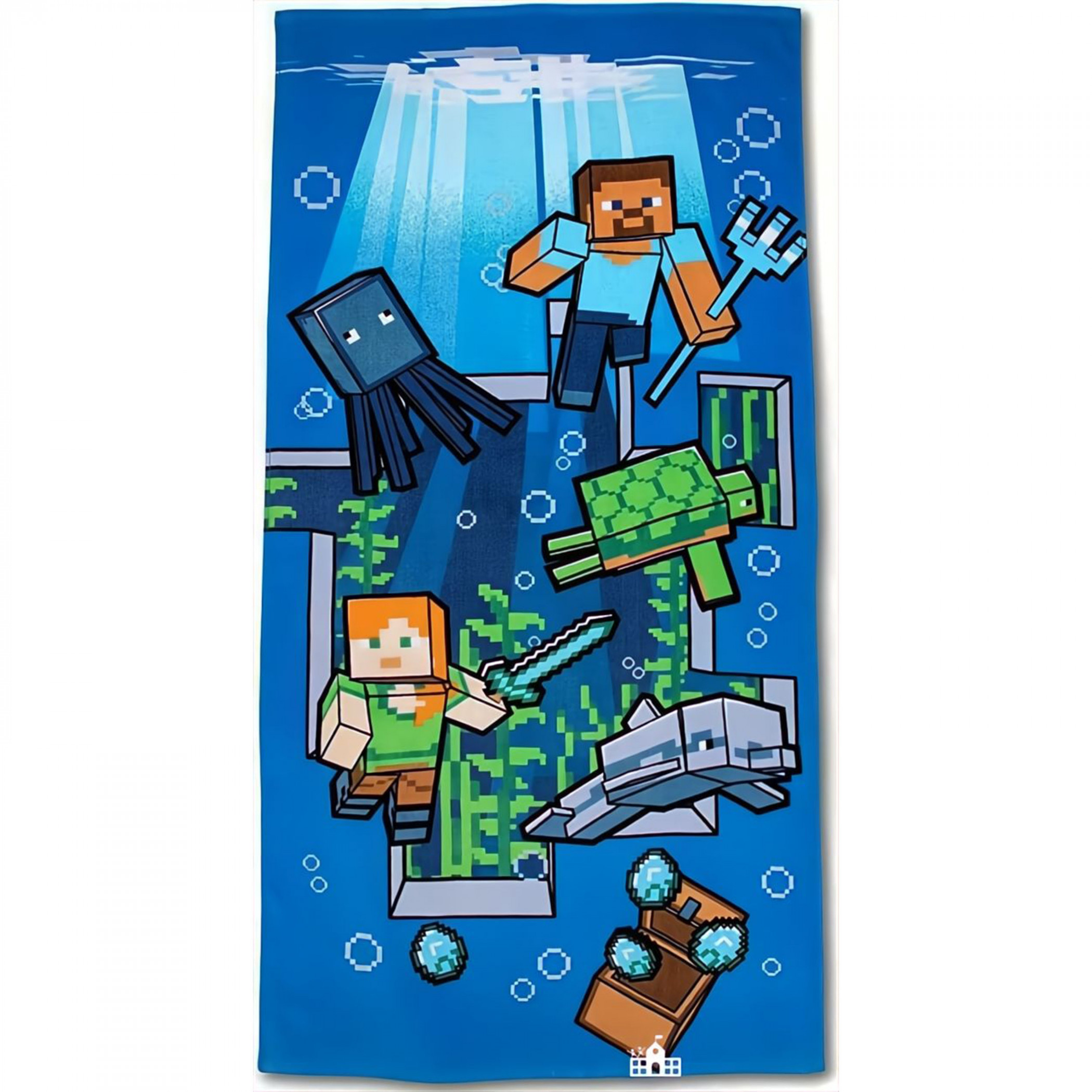 Minecraft Steve and Alex Under the Sea 27" x 54" Beach Towel