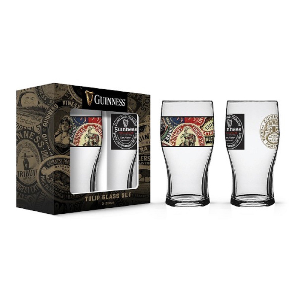 Guinness Labels 2 Pack Pint Glass Set