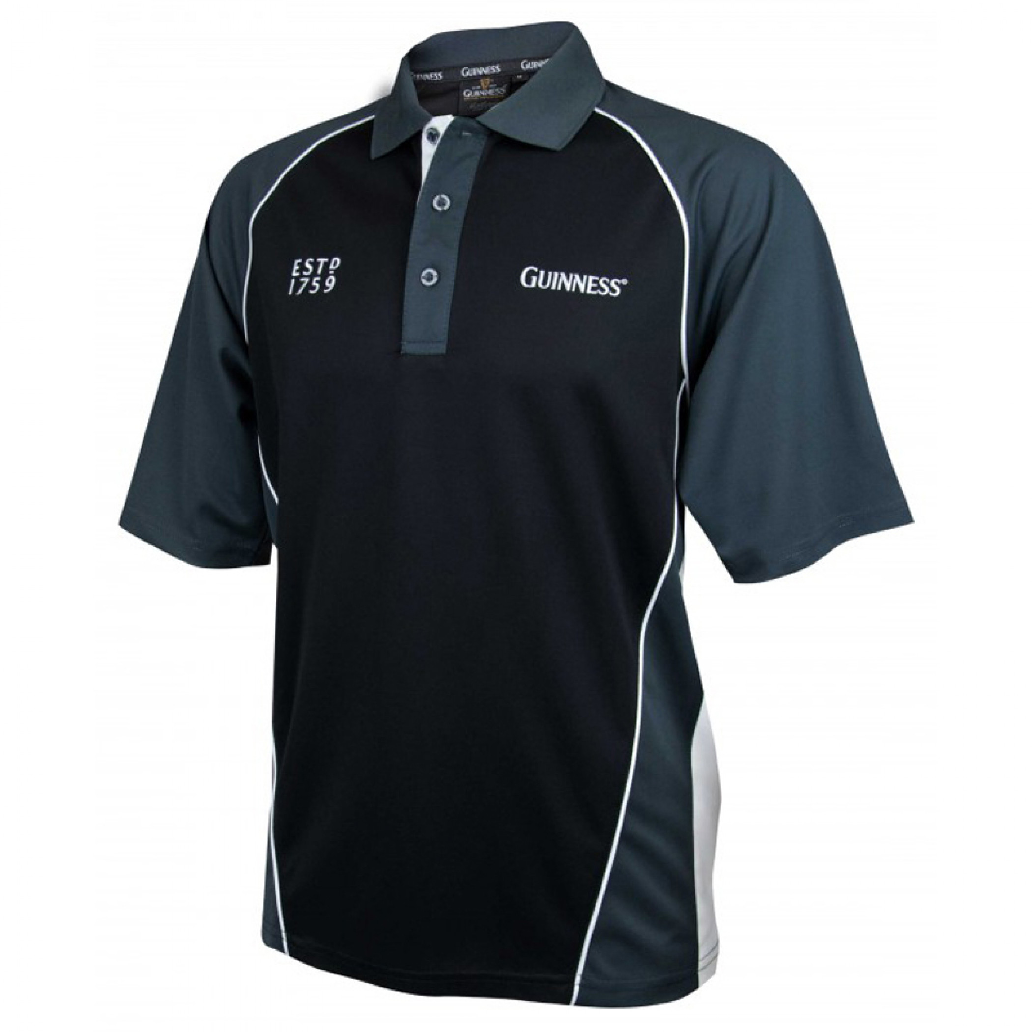 Guinness Black and Grey Performance Golf Shirt